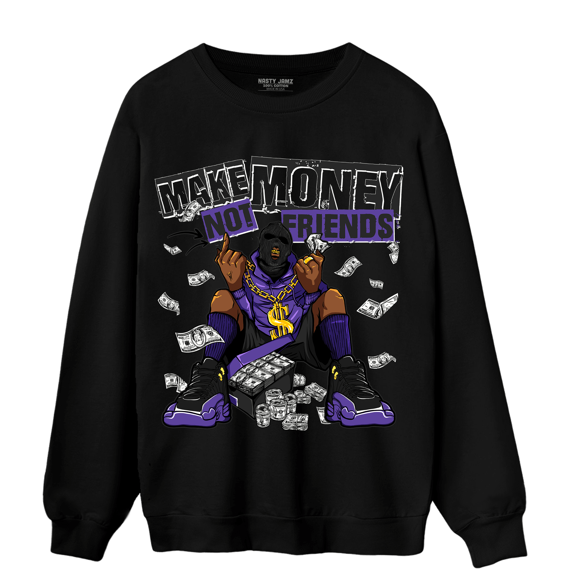 Field Purple 12s Sweatshirt Match Make Money Not Friends - NastyJamz