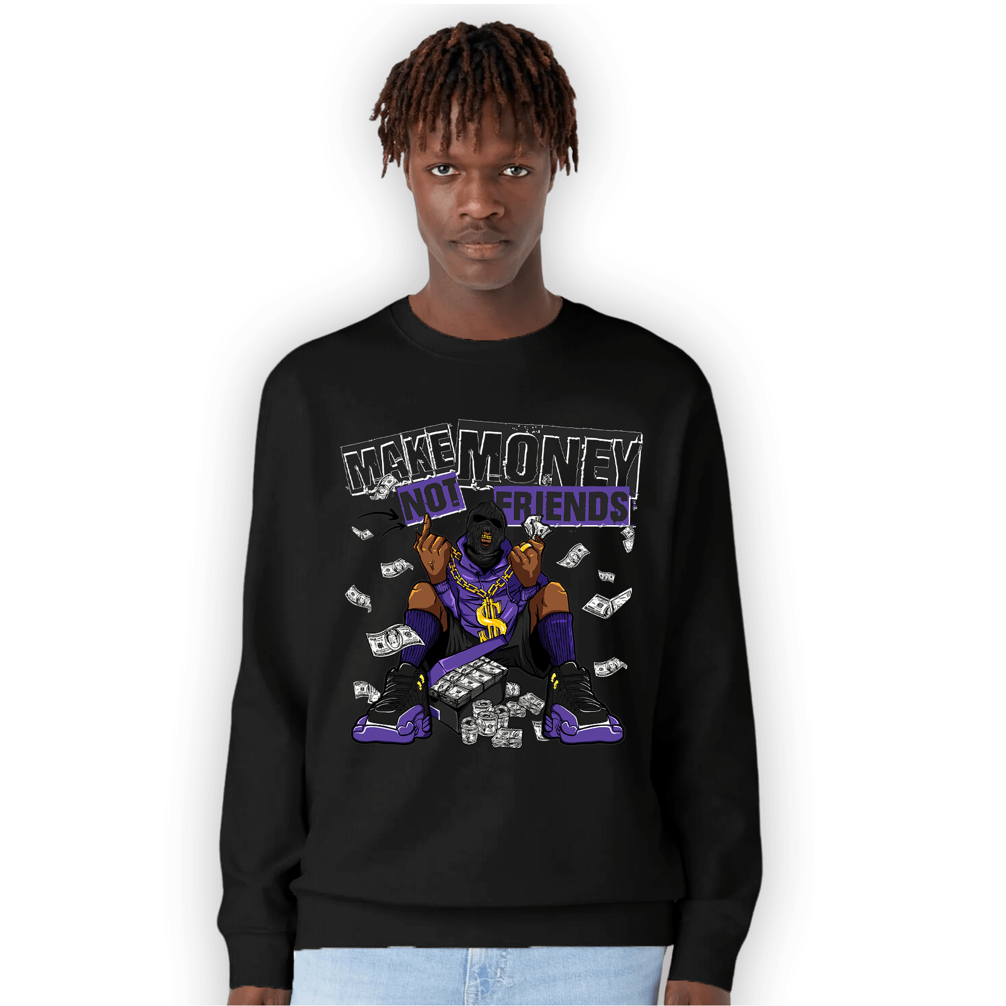 Field Purple 12s Sweatshirt Match Make Money Not Friends - NastyJamz