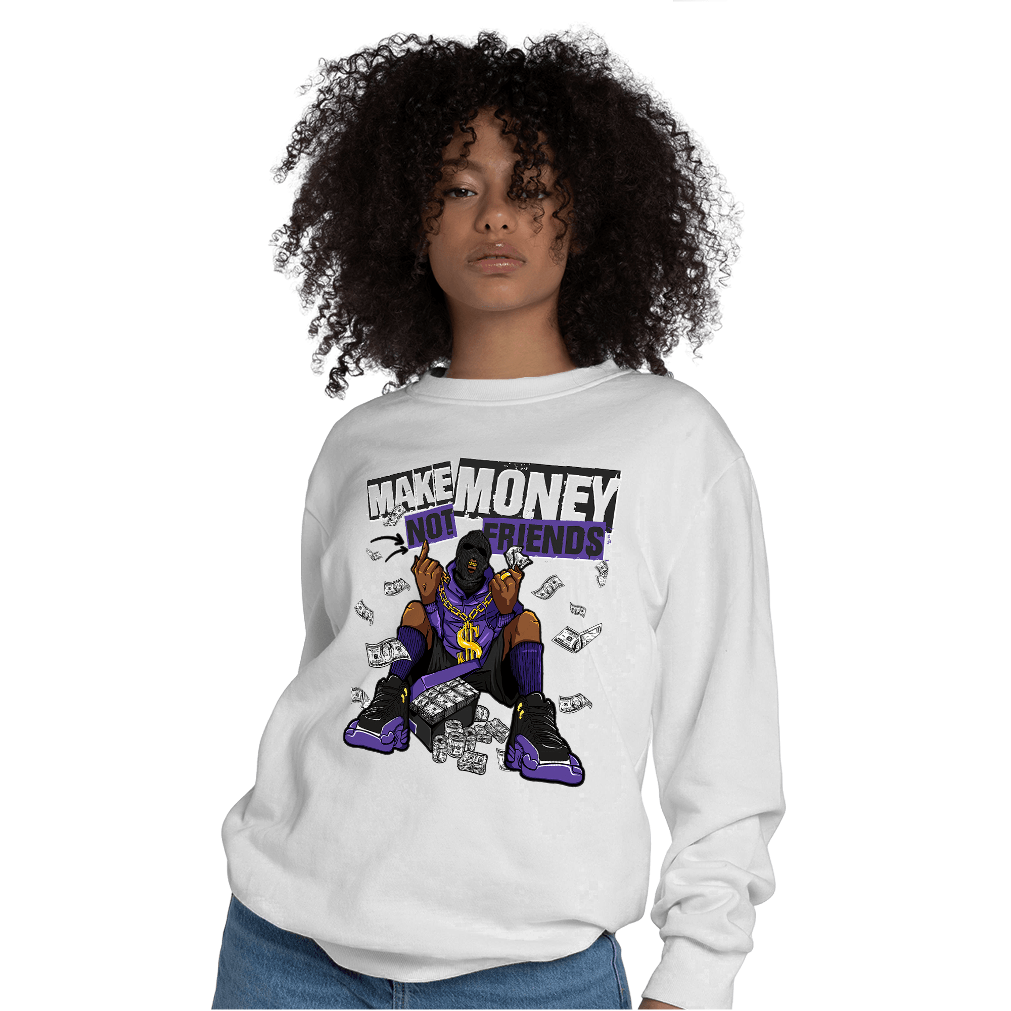 Field Purple 12s Sweatshirt Match Make Money Not Friends - NastyJamz