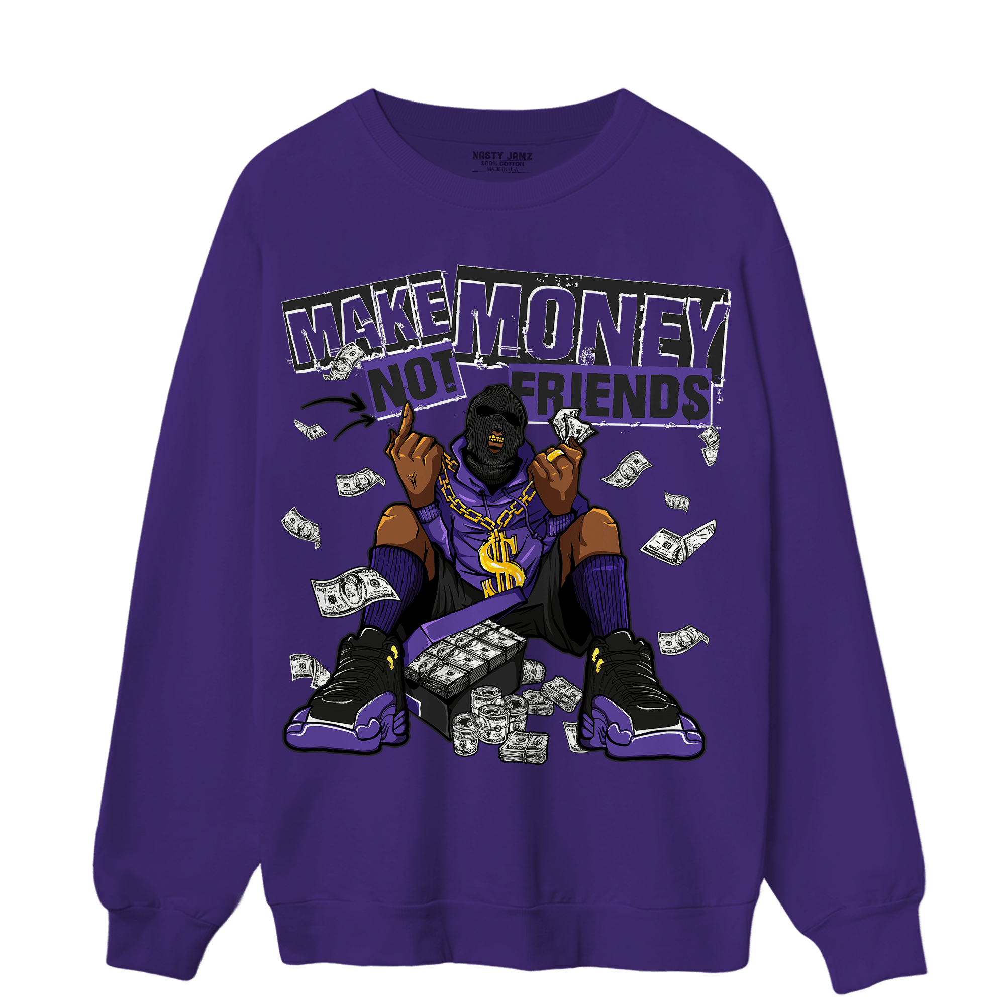 Field Purple 12s Sweatshirt Match Make Money Not Friends - NastyJamz