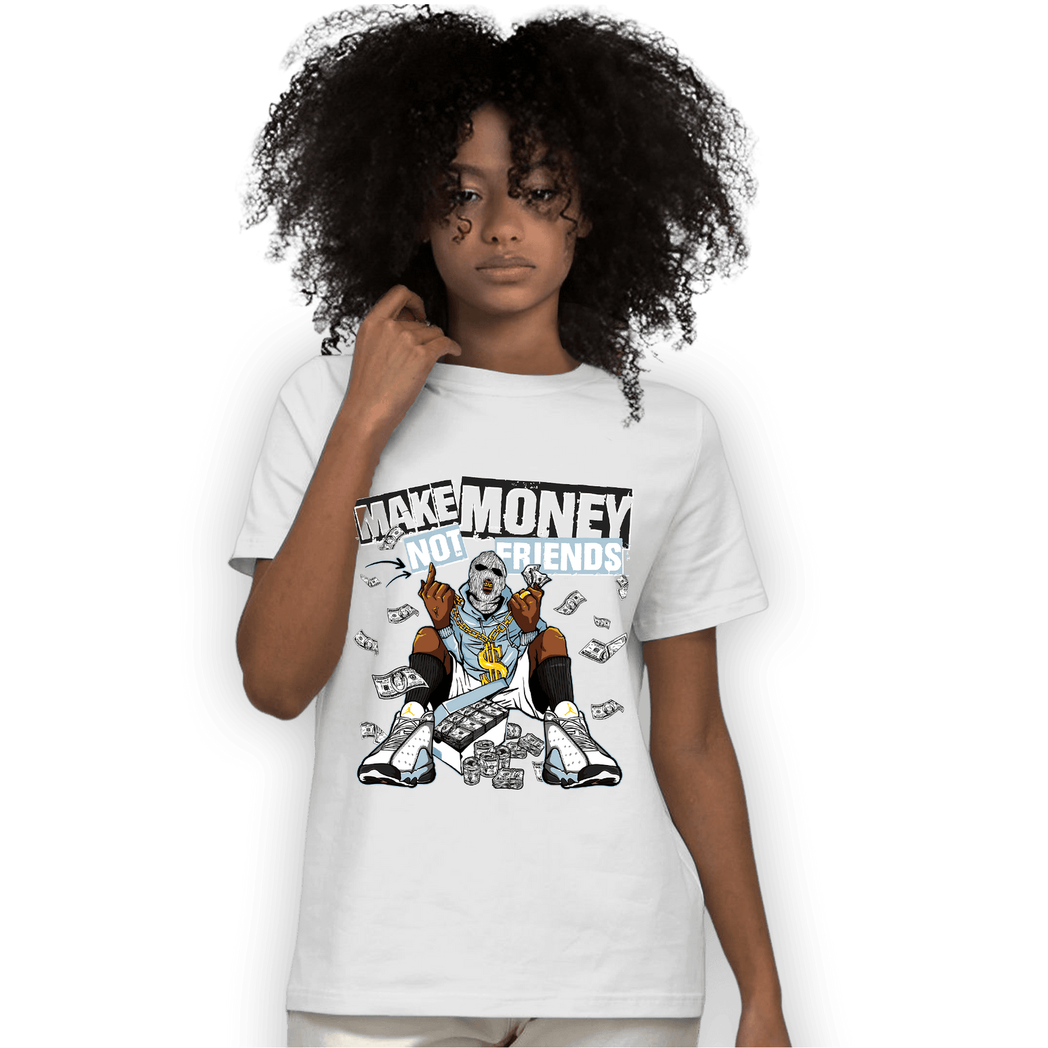 Blue Grey 13s T Shirt Match Make Money Not Friends - NastyJamz