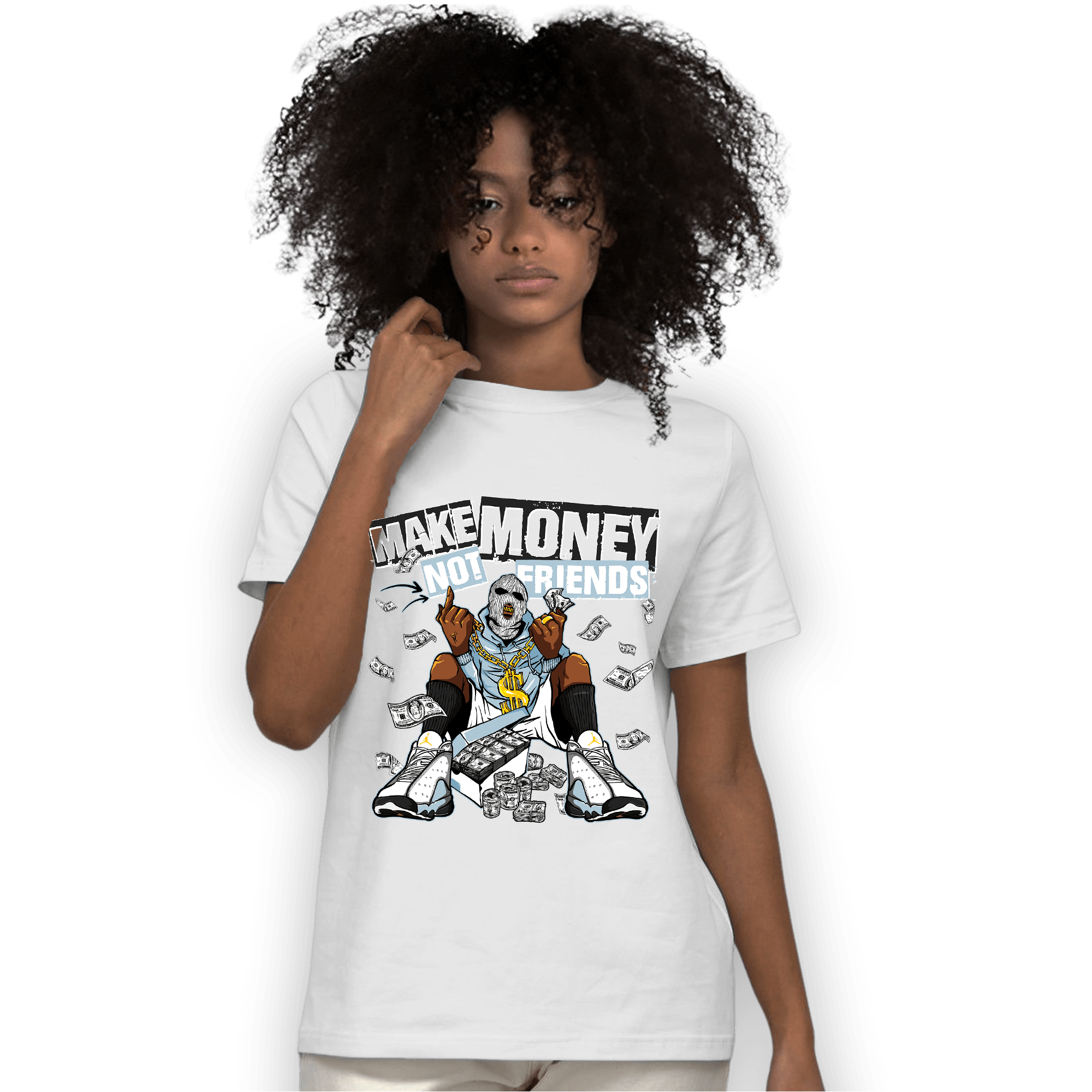 Blue Grey 13s T Shirt Match Make Money Not Friends - NastyJamz