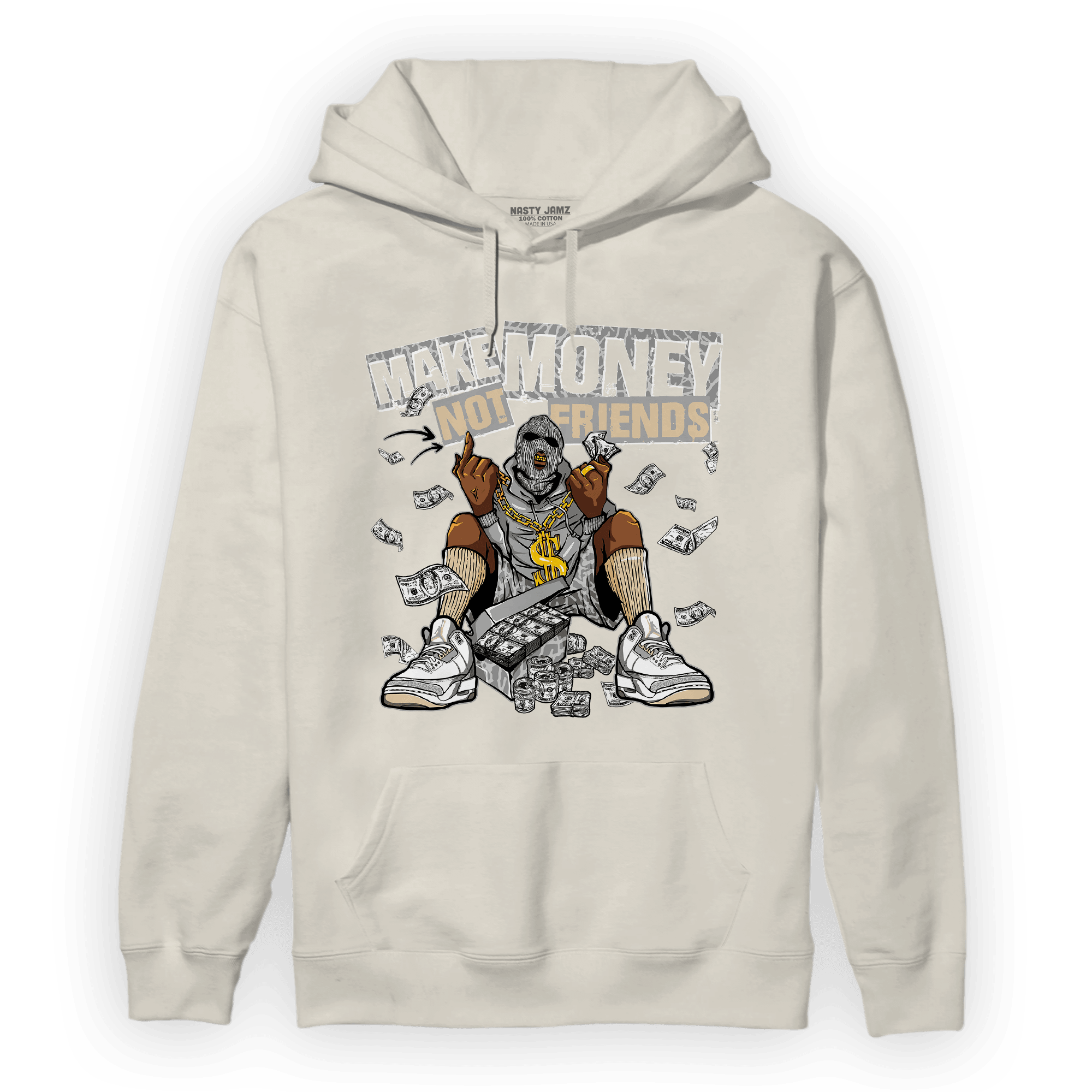 Craft Ivory 3s Hoodie Match Make Money Not Friends - NastyJamz