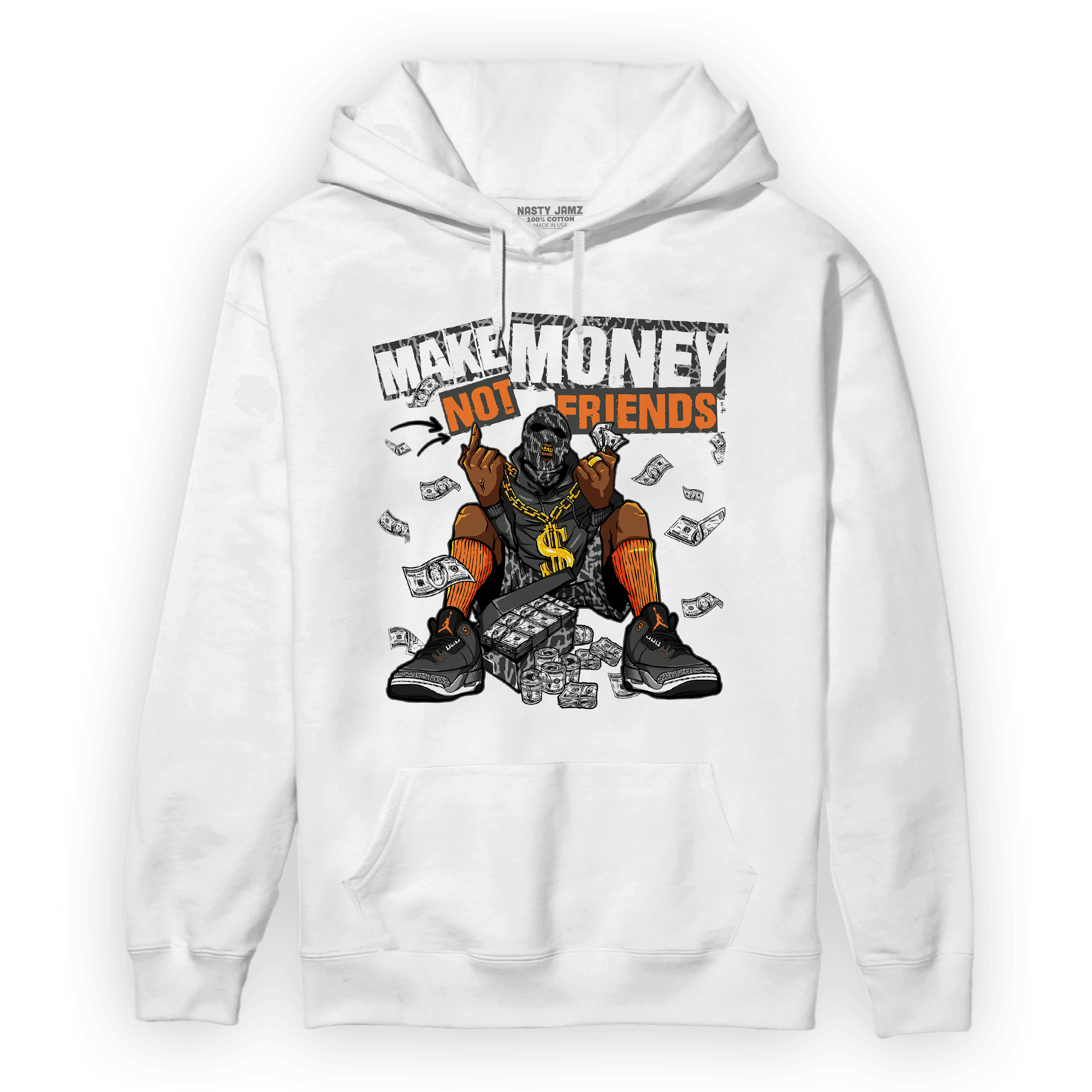 Fear Pack 3s Hoodie Match Make Money Not Friends - NastyJamz