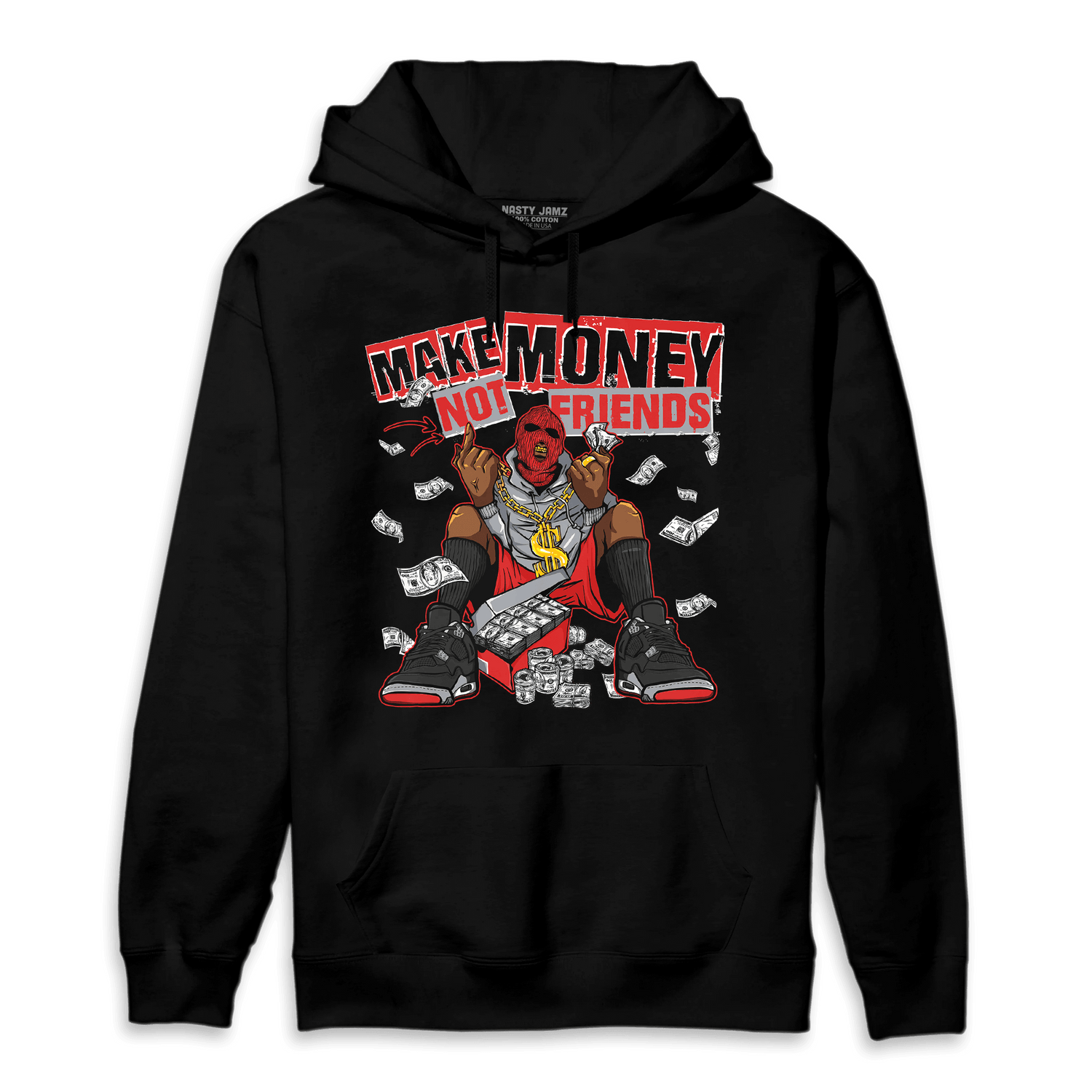 Bred Reimagined 4s Hoodie Match Make Money Not Friends - NastyJamz