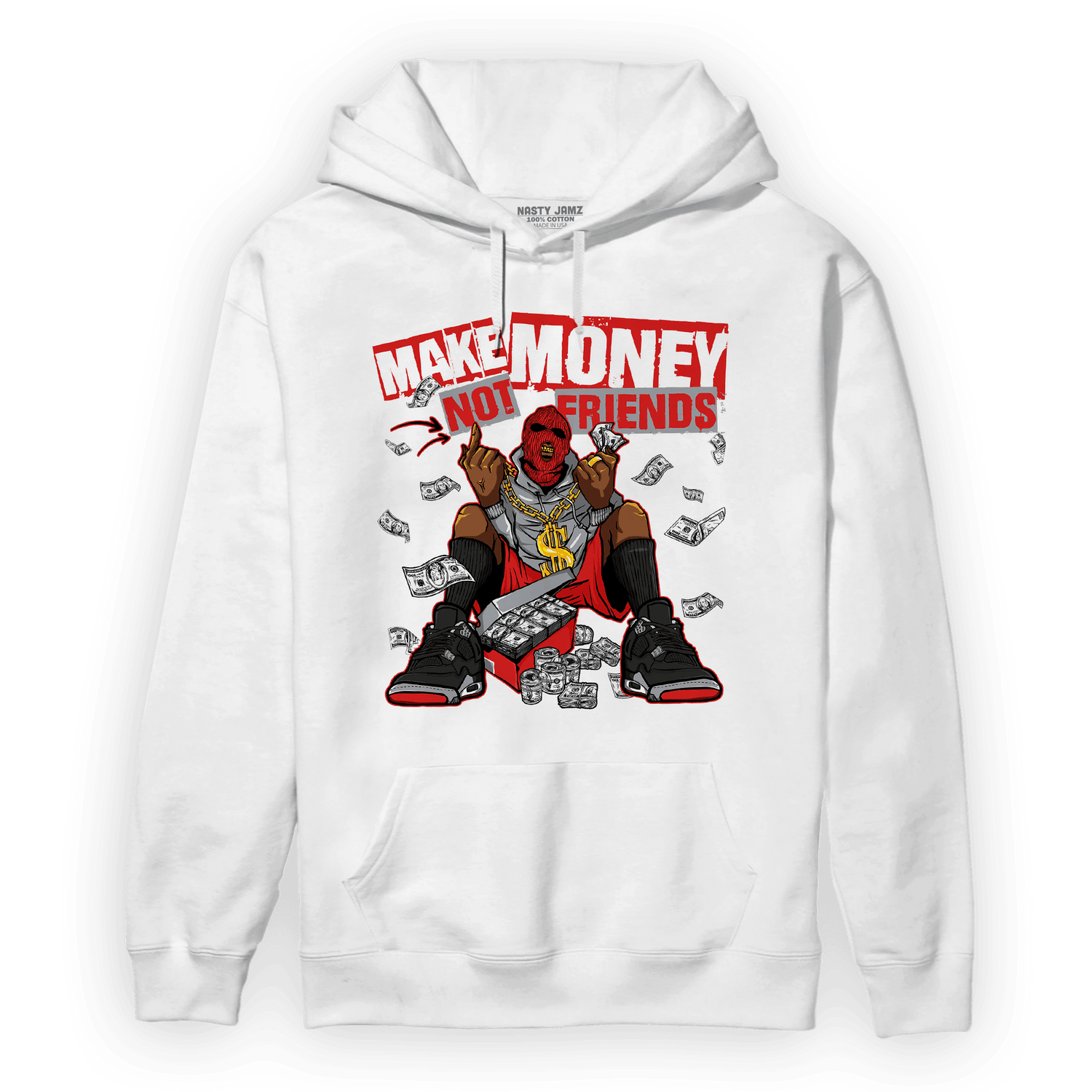 Bred Reimagined 4s Hoodie Match Make Money Not Friends - NastyJamz