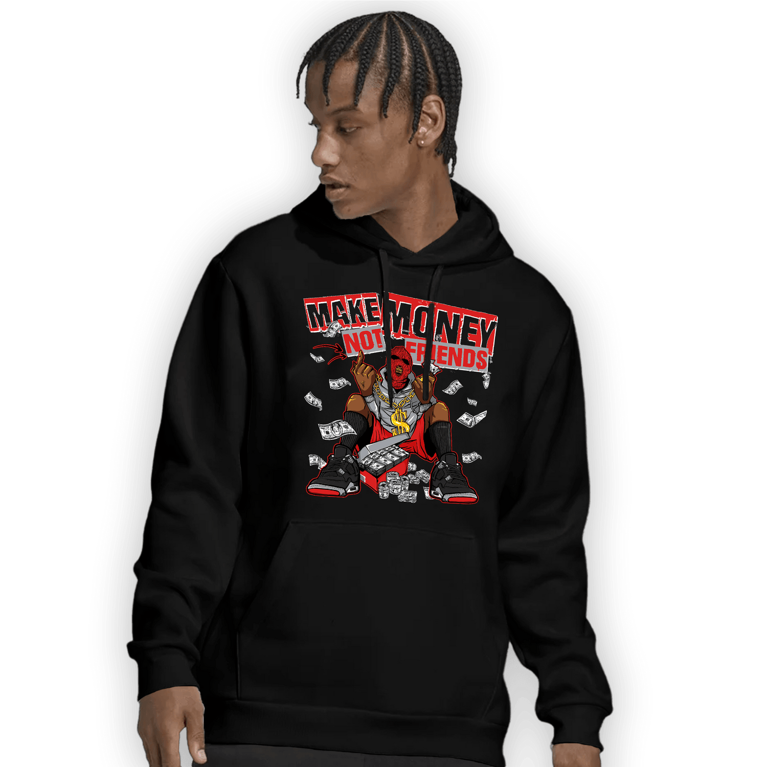 Bred Reimagined 4s Hoodie Match Make Money Not Friends - NastyJamz