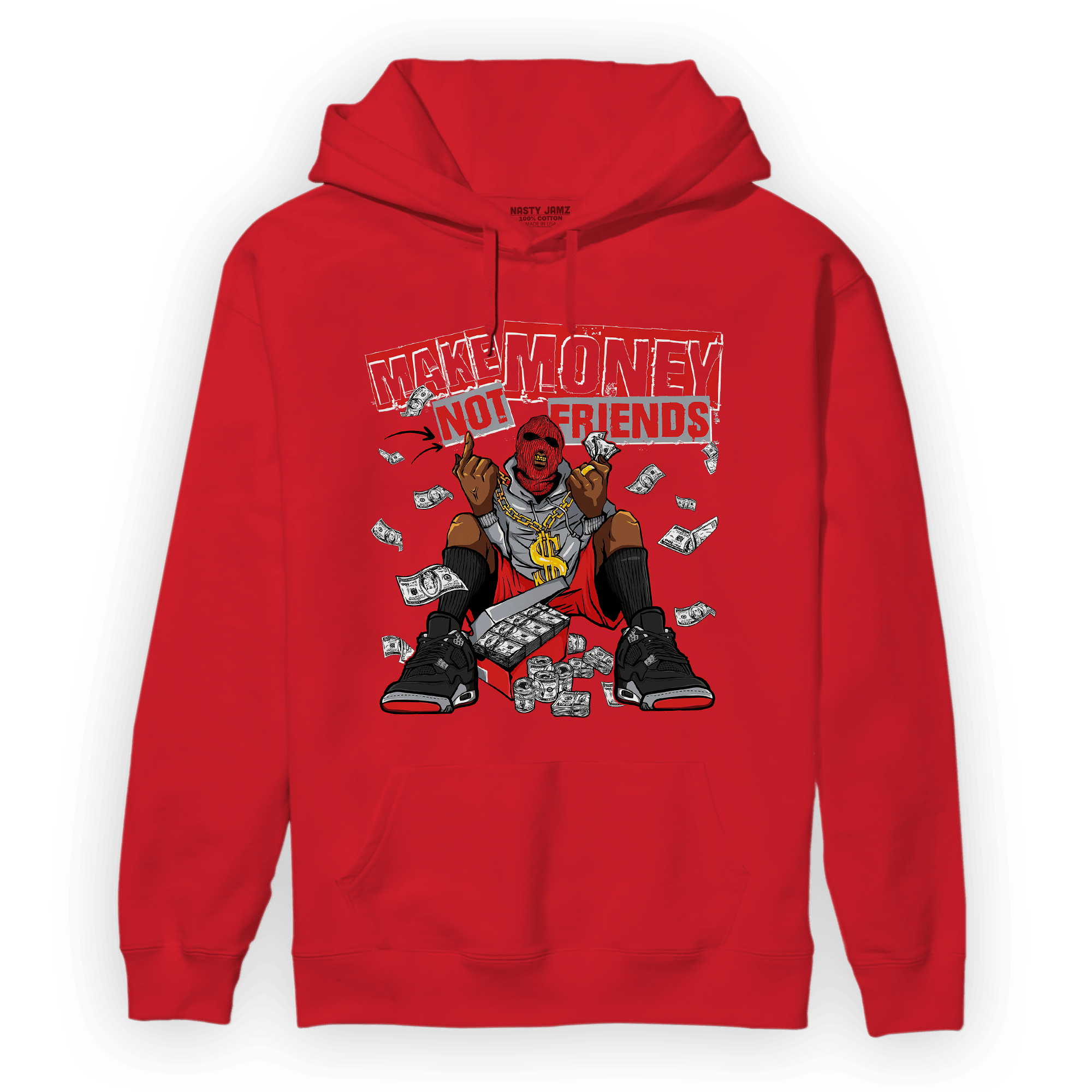 Bred Reimagined 4s Hoodie Match Make Money Not Friends - NastyJamz