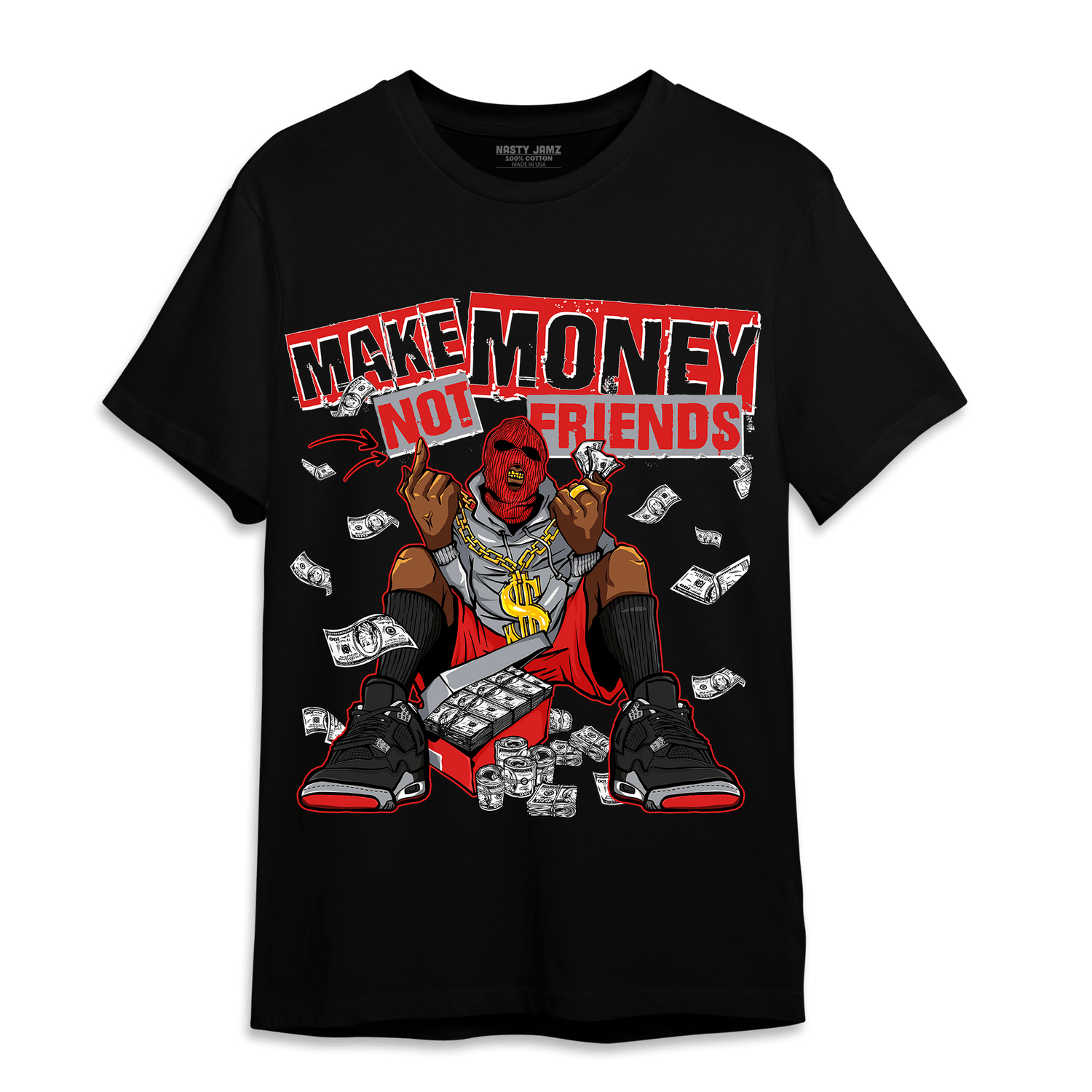 Bred Reimagined 4s T Shirt Match Make Money Not Friends - NastyJamz