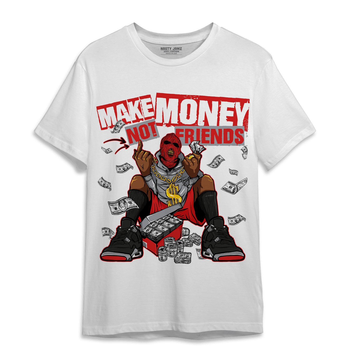 Bred Reimagined 4s T Shirt Match Make Money Not Friends - NastyJamz