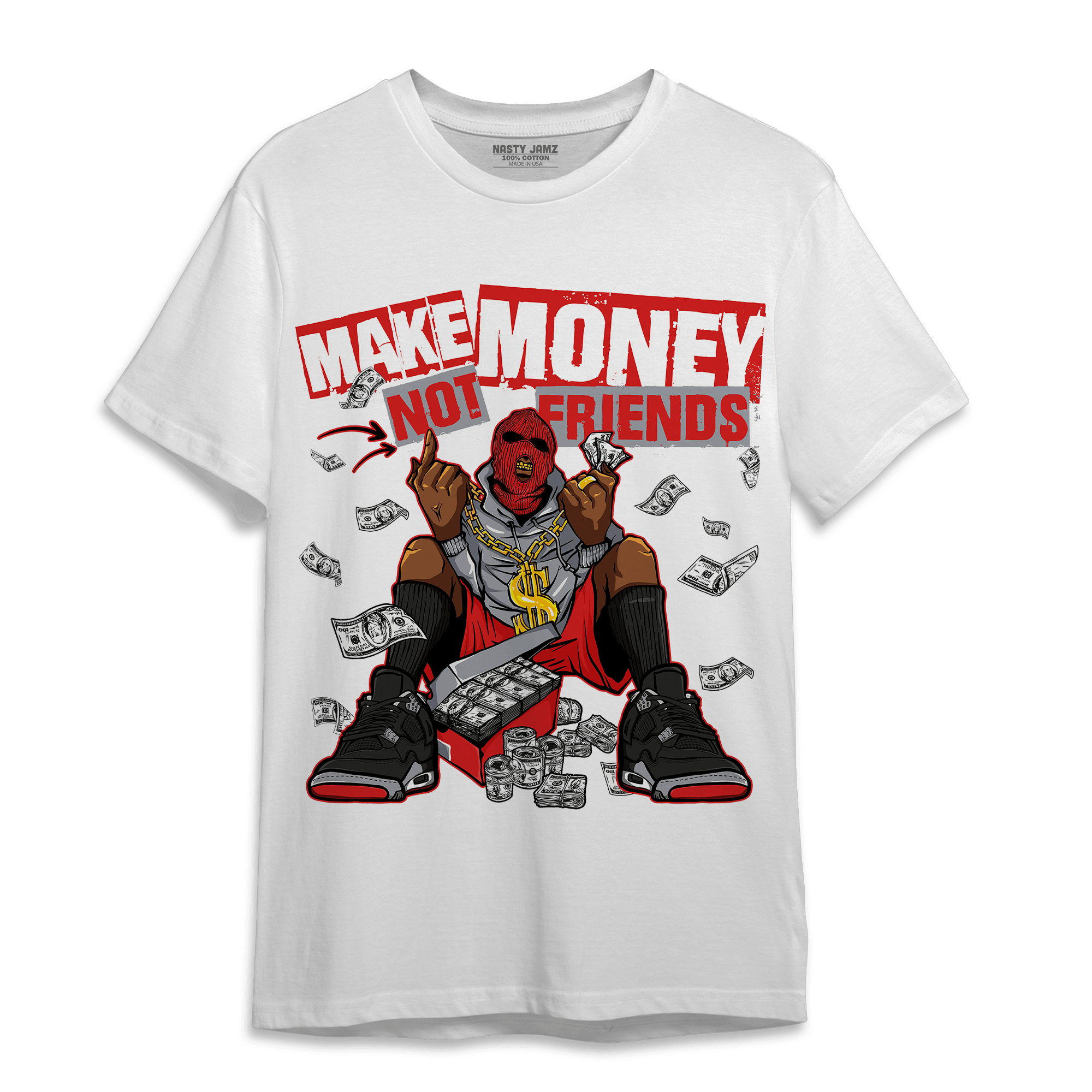 Bred Reimagined 4s T Shirt Match Make Money Not Friends - NastyJamz