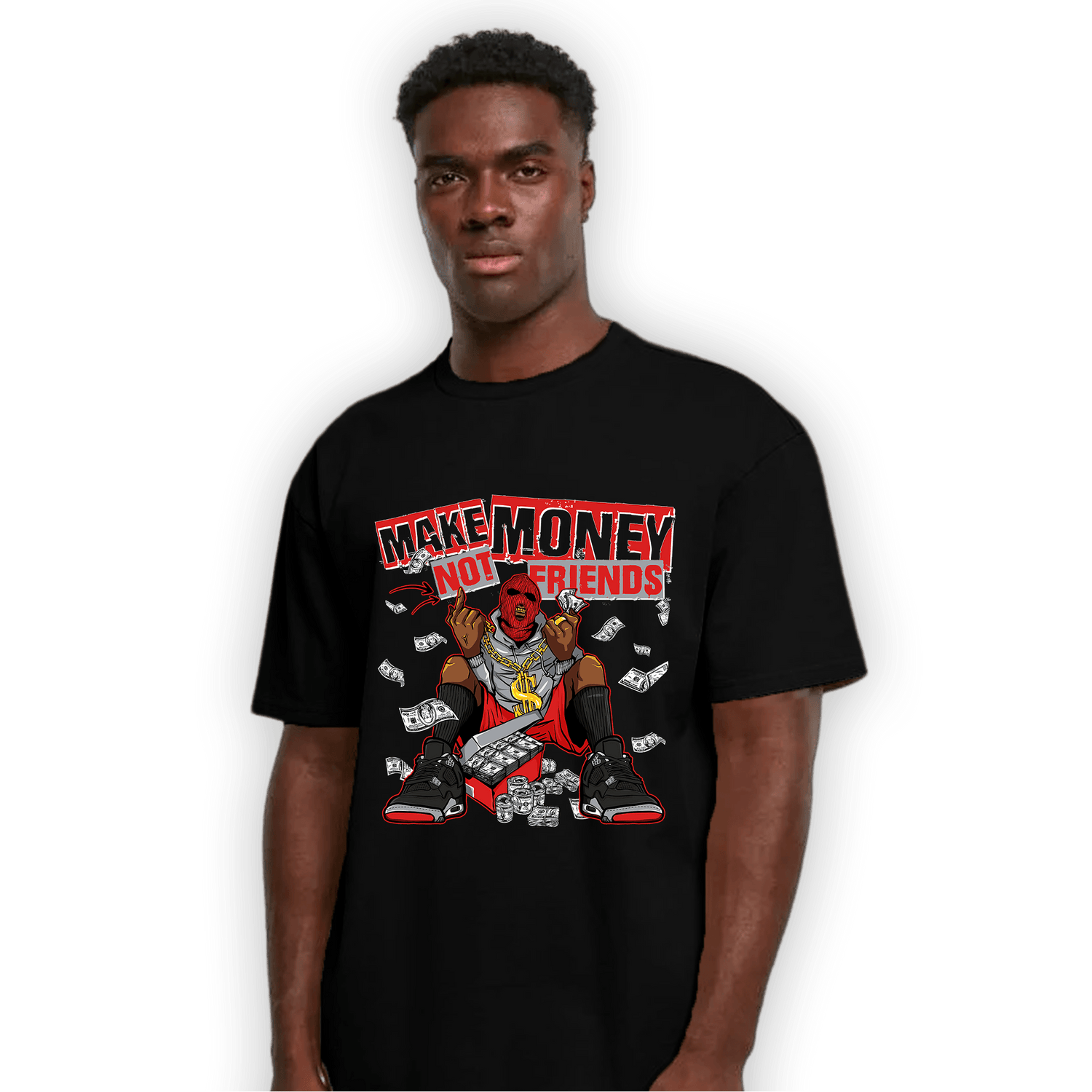 Bred Reimagined 4s T Shirt Match Make Money Not Friends - NastyJamz
