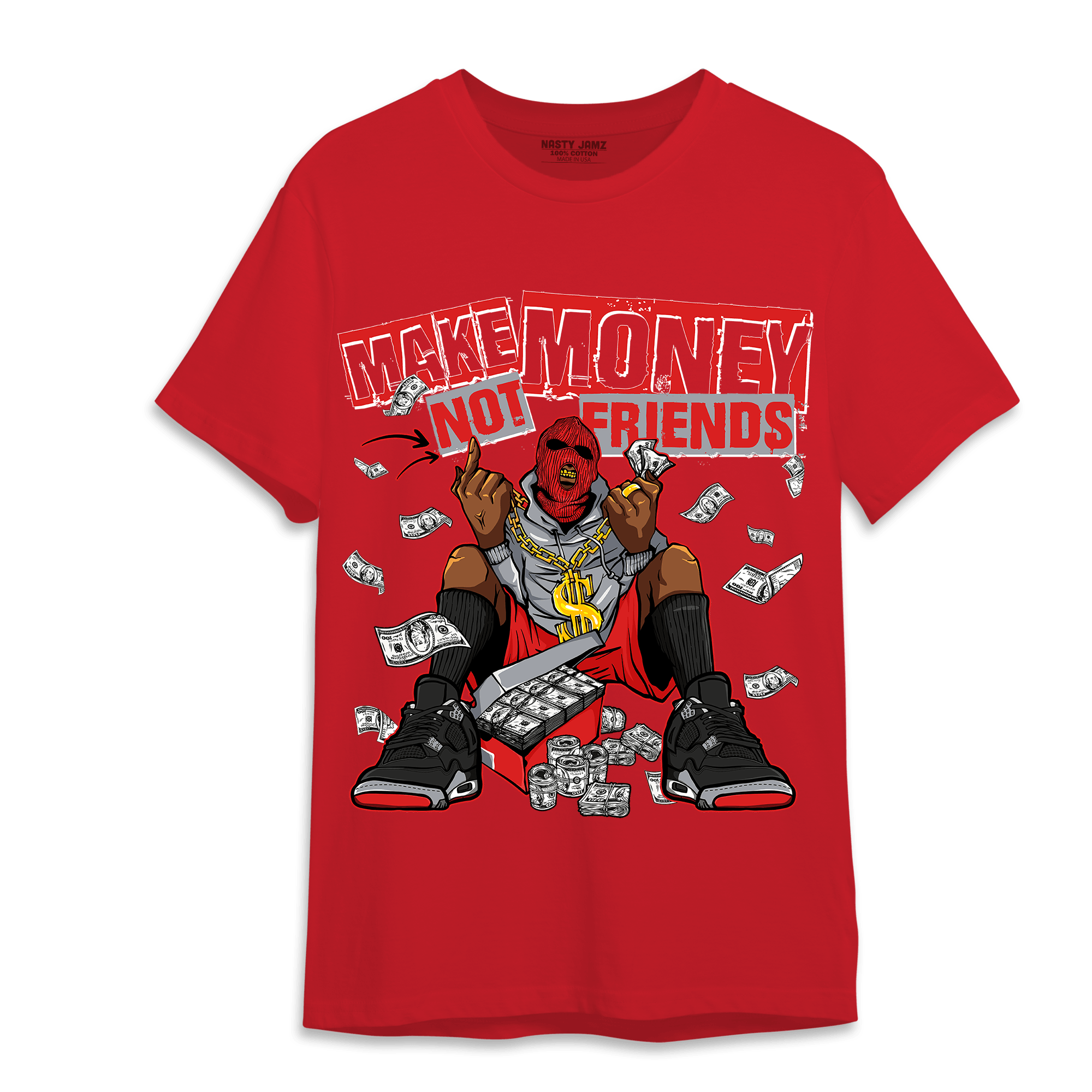 Bred Reimagined 4s T Shirt Match Make Money Not Friends - NastyJamz