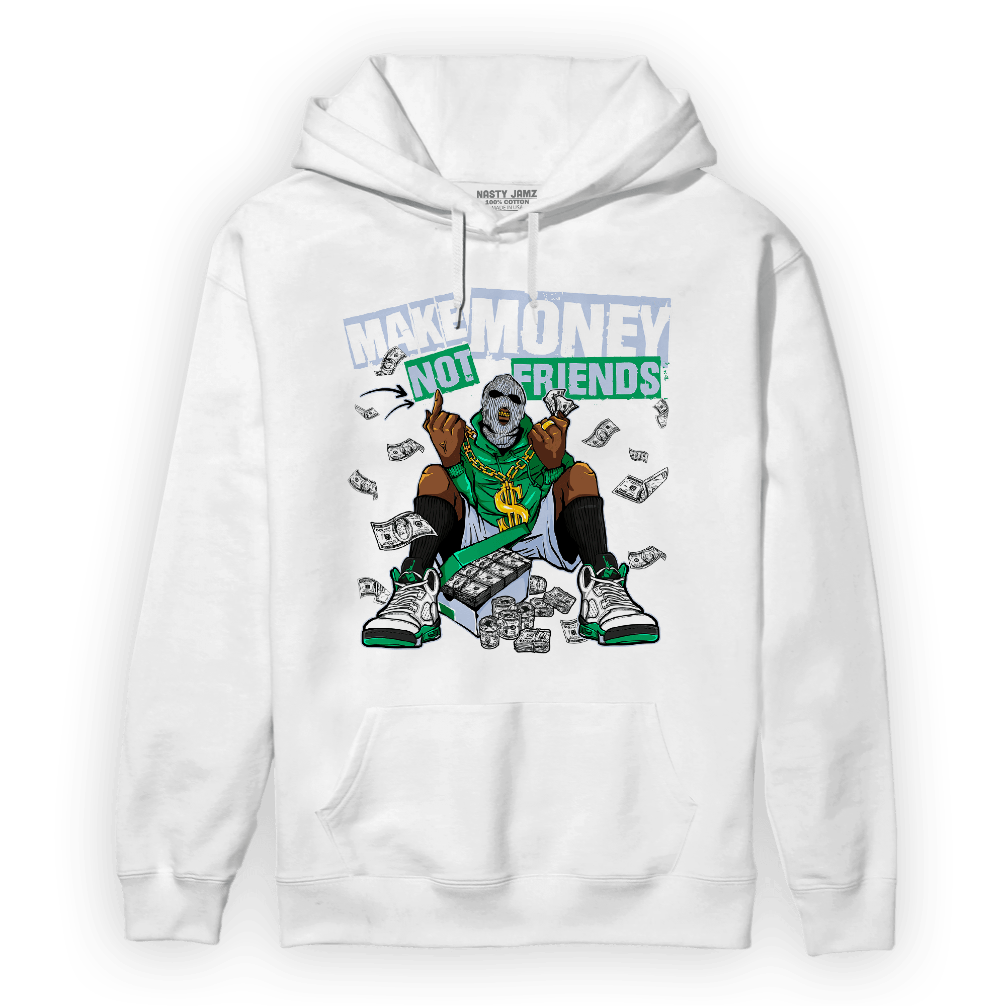 Lucky Green 5s Hoodie Match Make Money Not Friends - NastyJamz