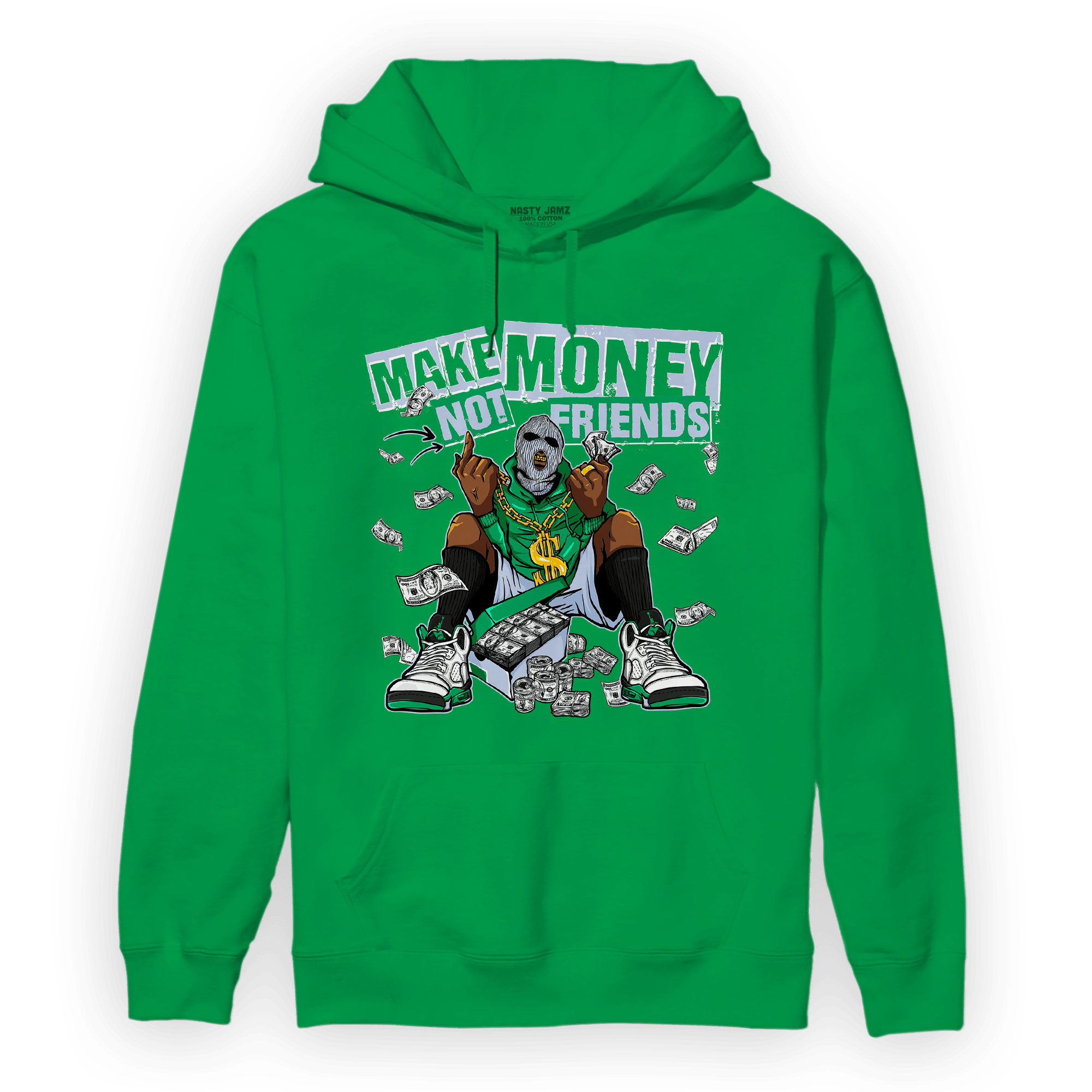 Lucky Green 5s Hoodie Match Make Money Not Friends - NastyJamz