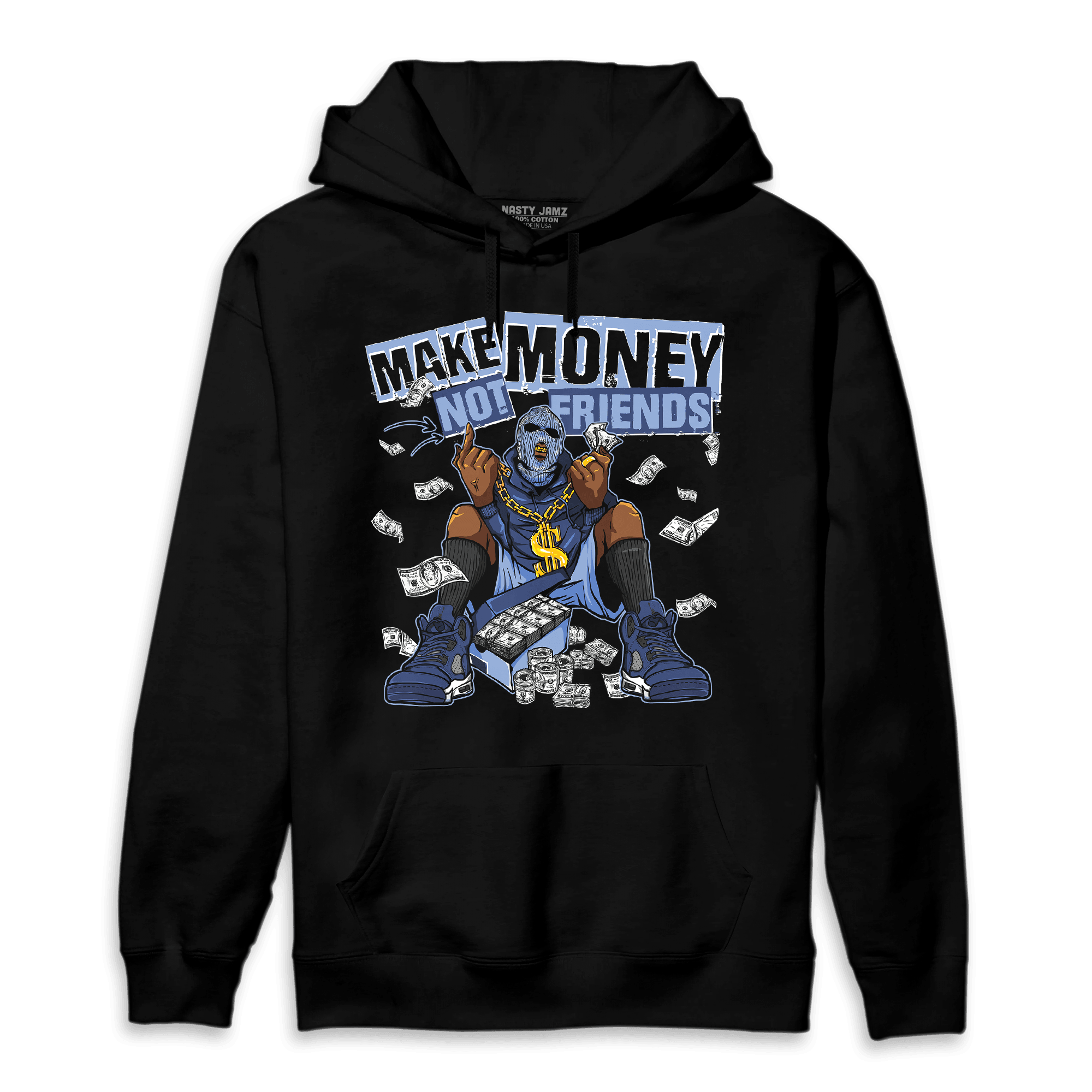 Midnight Navy 5s Hoodie Match Make Money Not Friends - NastyJamz
