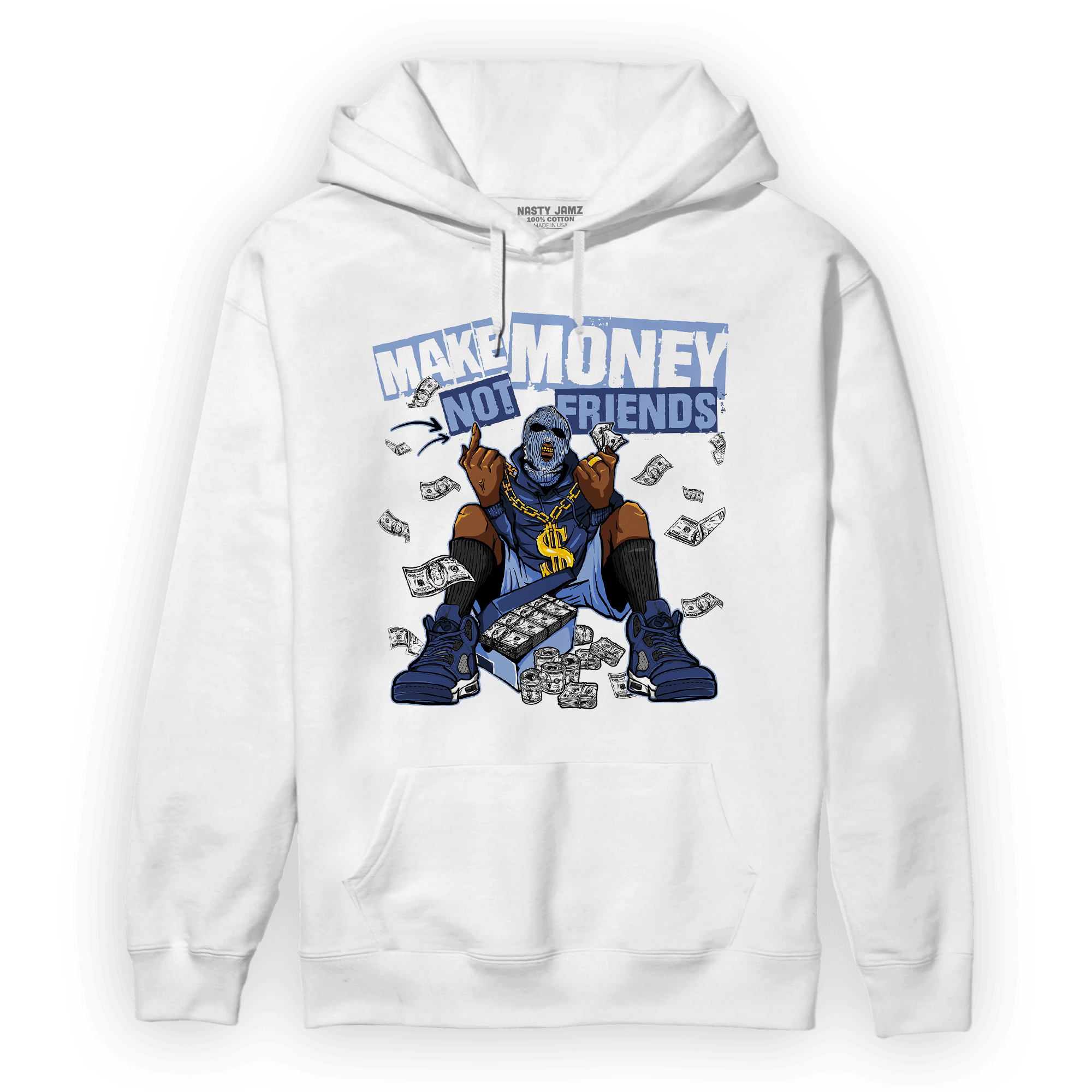 Midnight Navy 5s Hoodie Match Make Money Not Friends - NastyJamz