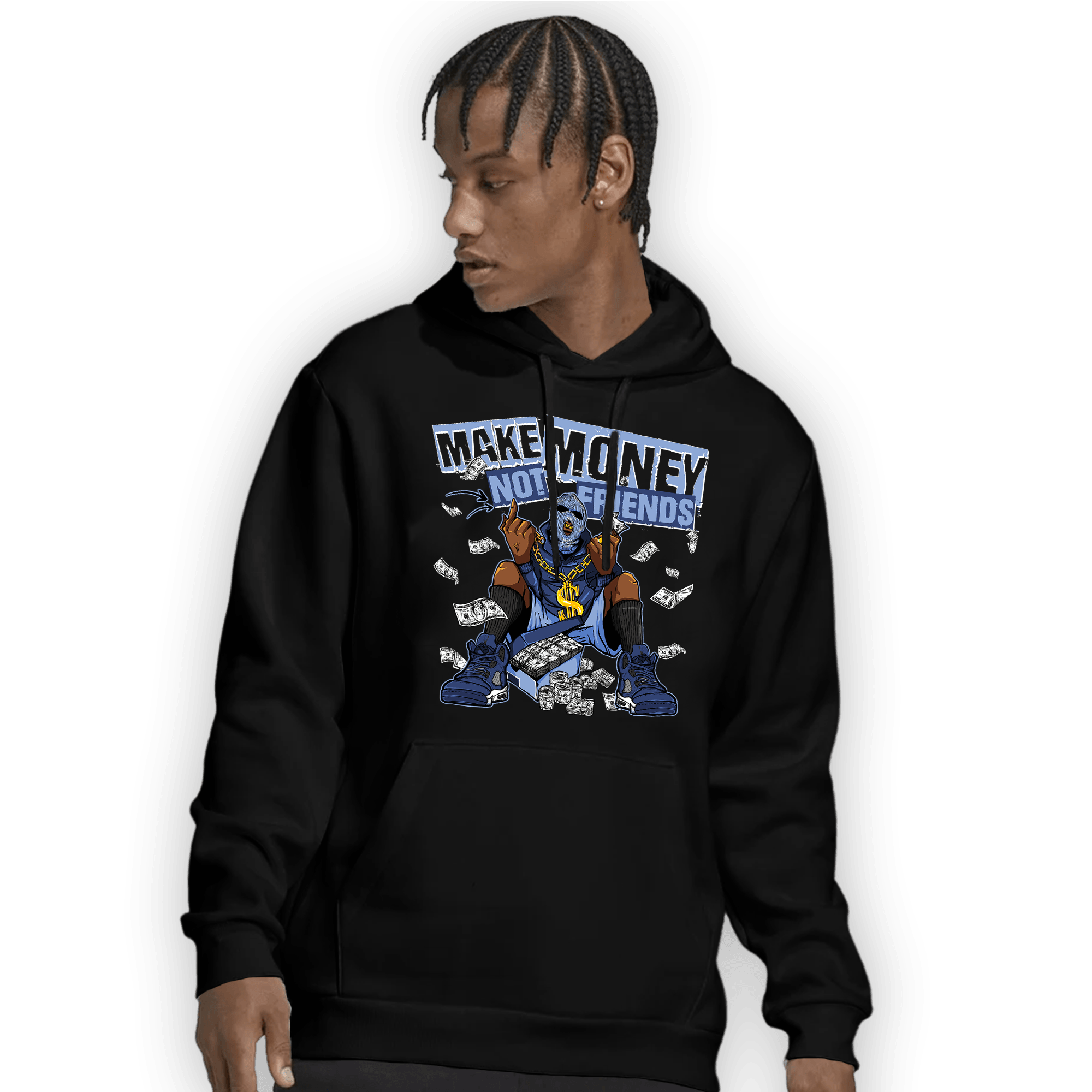 Midnight Navy 5s Hoodie Match Make Money Not Friends - NastyJamz