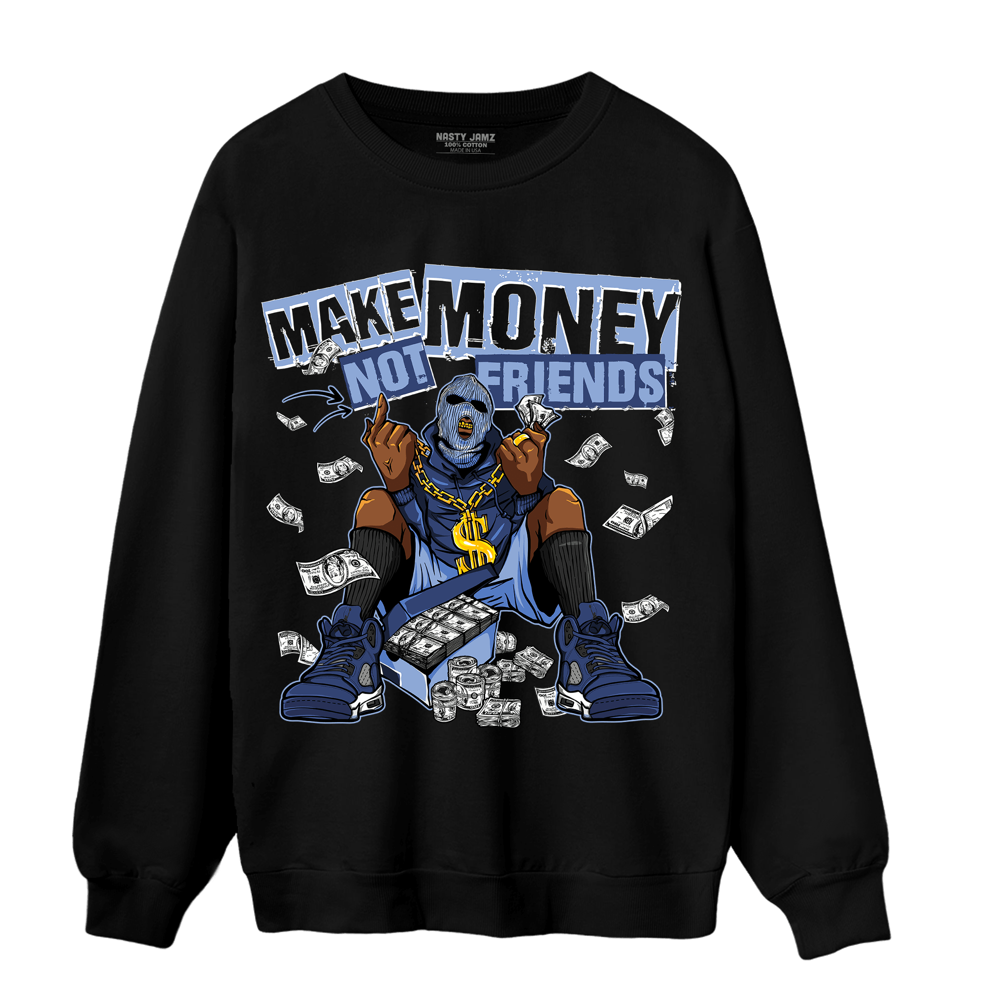 Midnight Navy 5s Sweatshirt Match Make Money Not Friends - NastyJamz