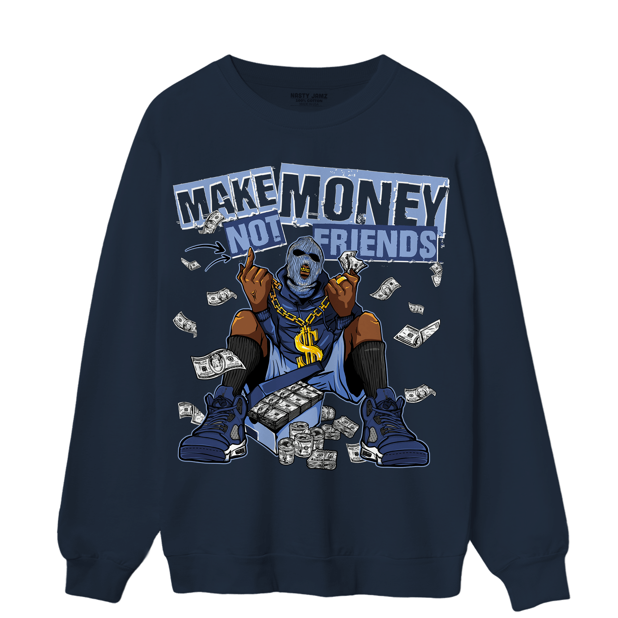 Midnight Navy 5s Sweatshirt Match Make Money Not Friends - NastyJamz