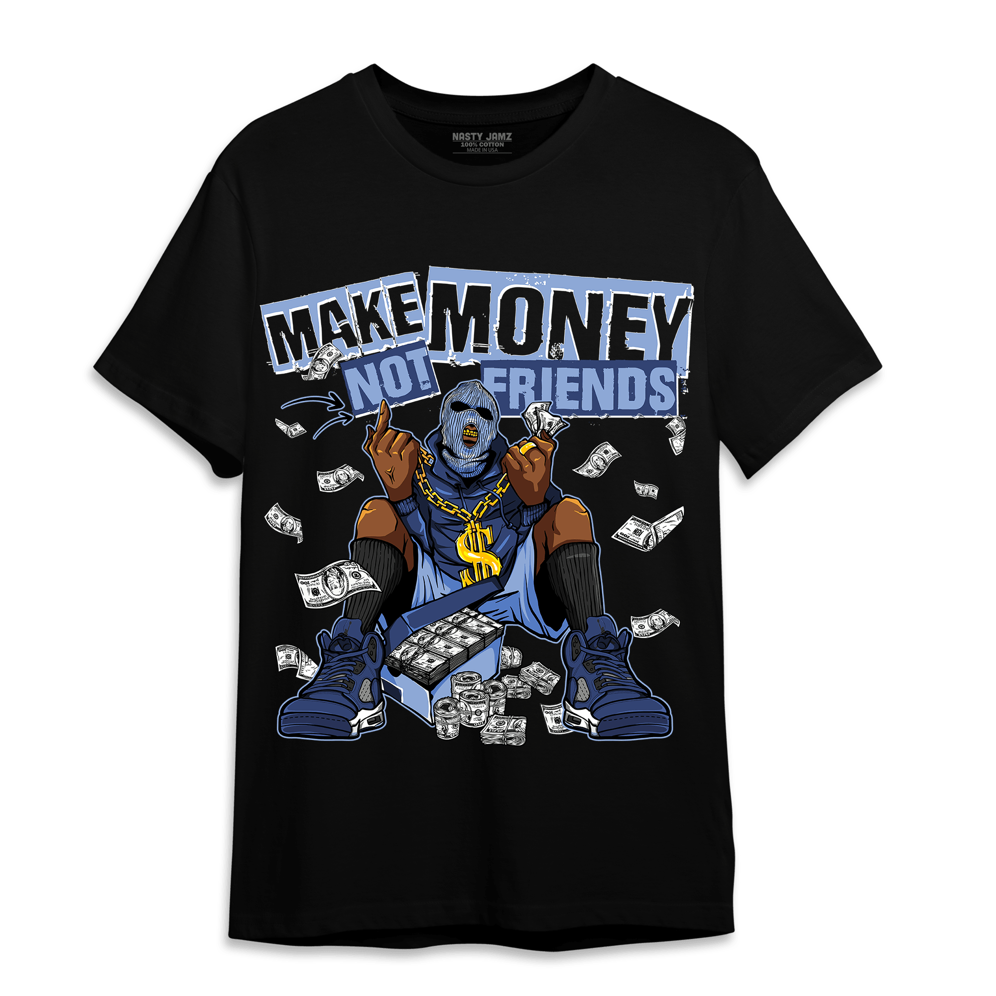 Midnight Navy 5s T Shirt Match Make Money Not Friends - NastyJamz