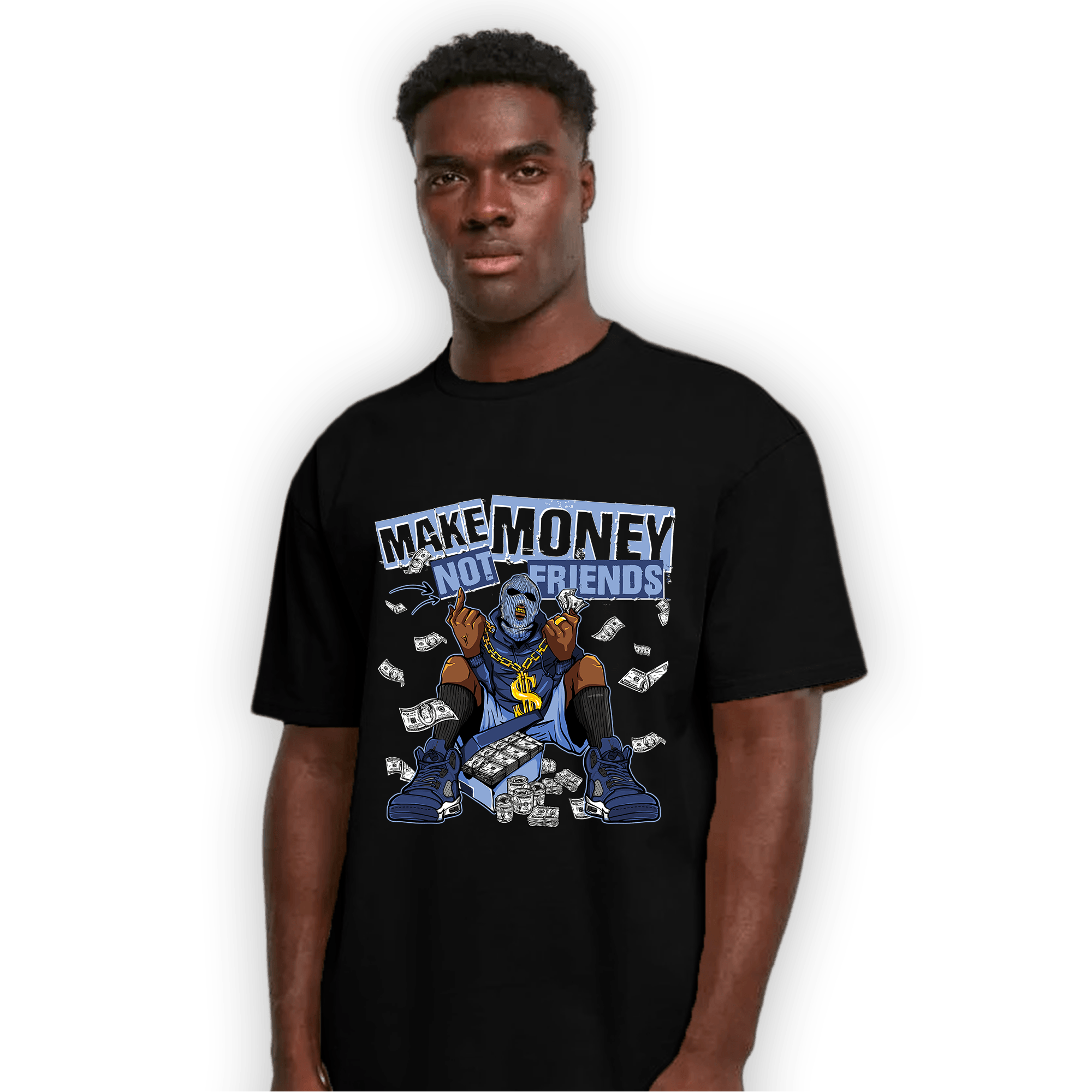 Midnight Navy 5s T Shirt Match Make Money Not Friends - NastyJamz