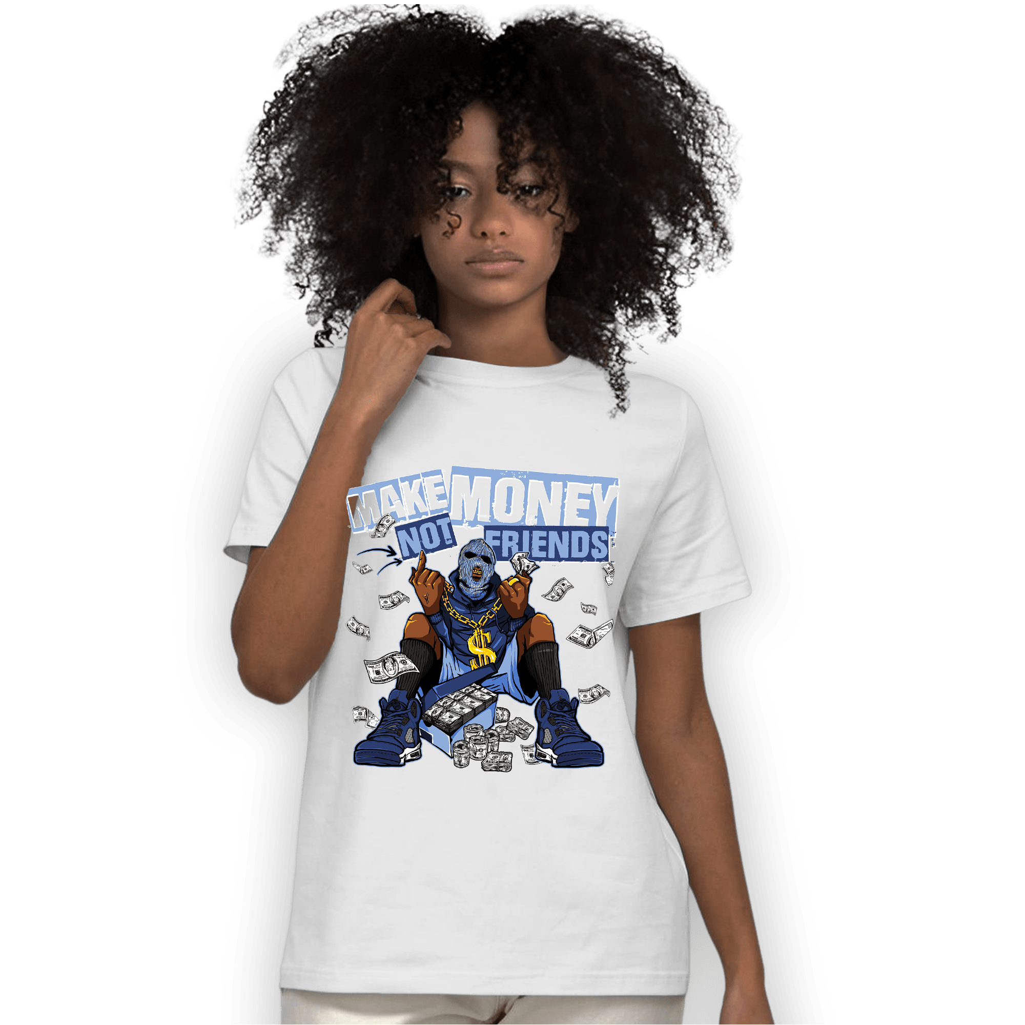 Midnight Navy 5s T Shirt Match Make Money Not Friends - NastyJamz