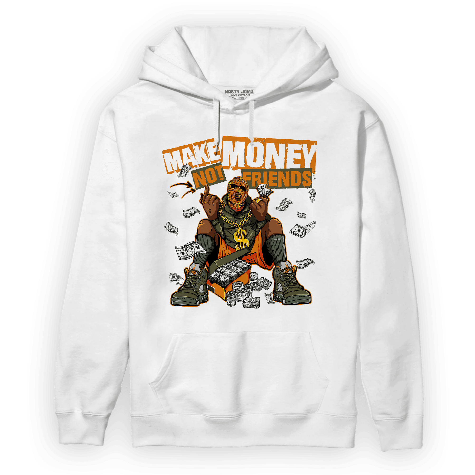 Olive 5s Hoodie Match Make Money Not Friends - NastyJamz