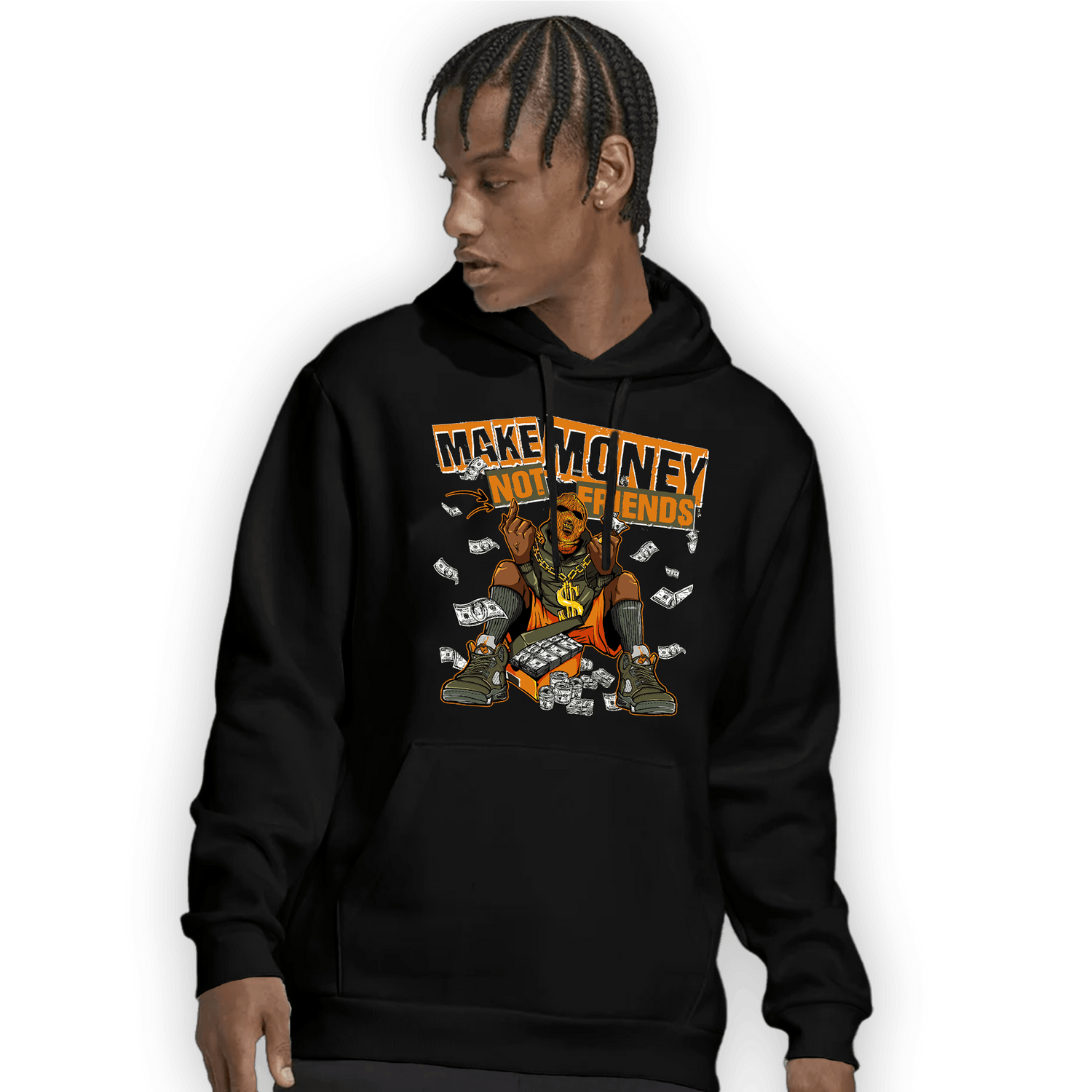 Olive 5s Hoodie Match Make Money Not Friends - NastyJamz