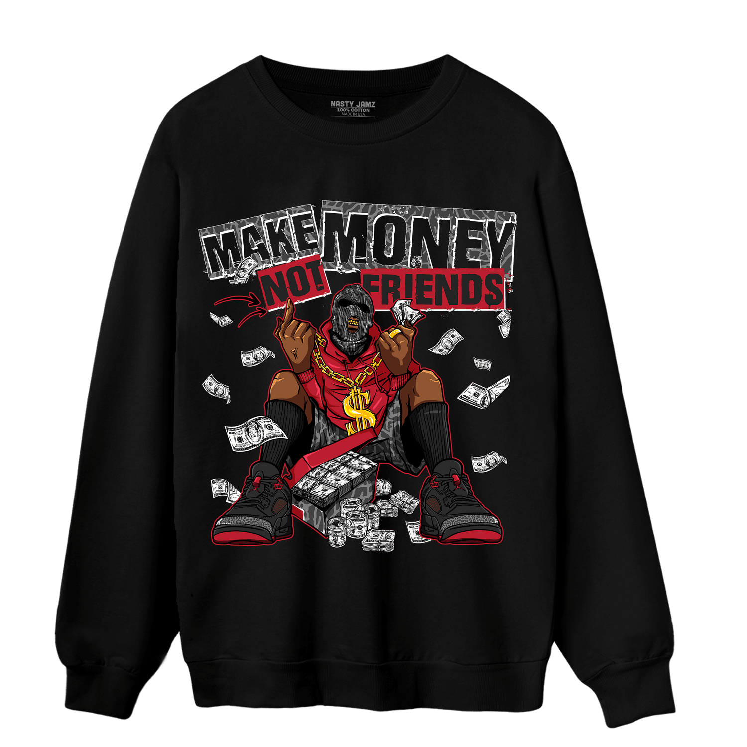 Spizike Low Bred Sweatshirt Match Make Money Not Friends - NastyJamz