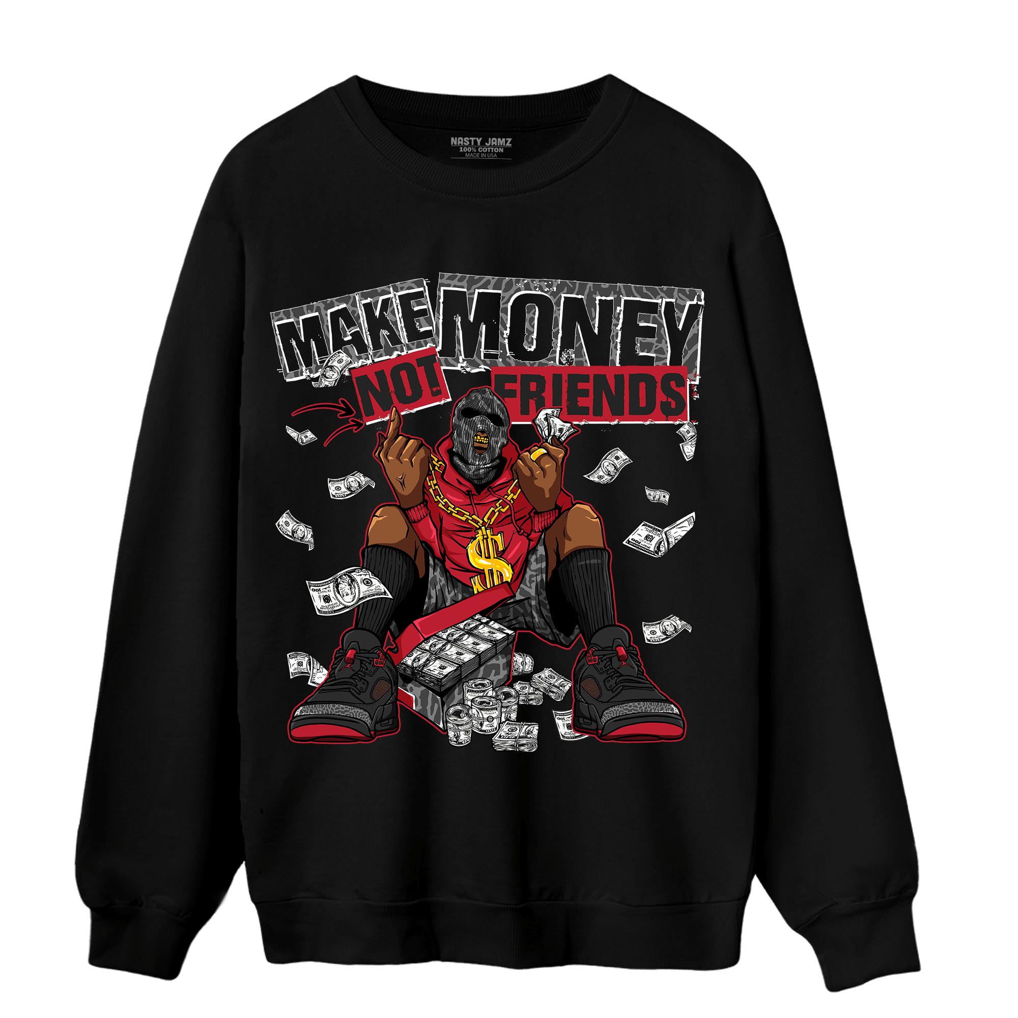 Spizike Low Bred Sweatshirt Match Make Money Not Friends - NastyJamz