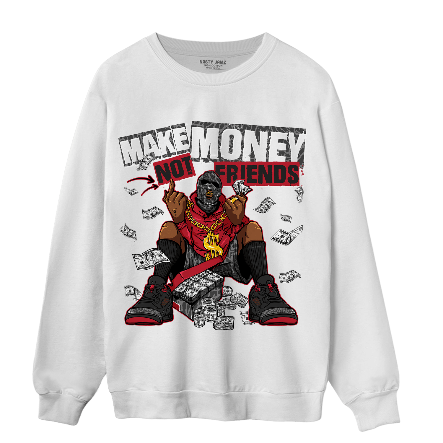Spizike Low Bred Sweatshirt Match Make Money Not Friends - NastyJamz