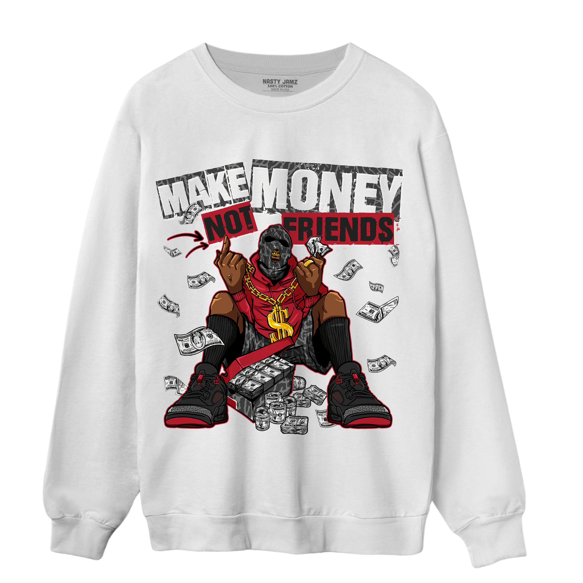 Spizike Low Bred Sweatshirt Match Make Money Not Friends - NastyJamz