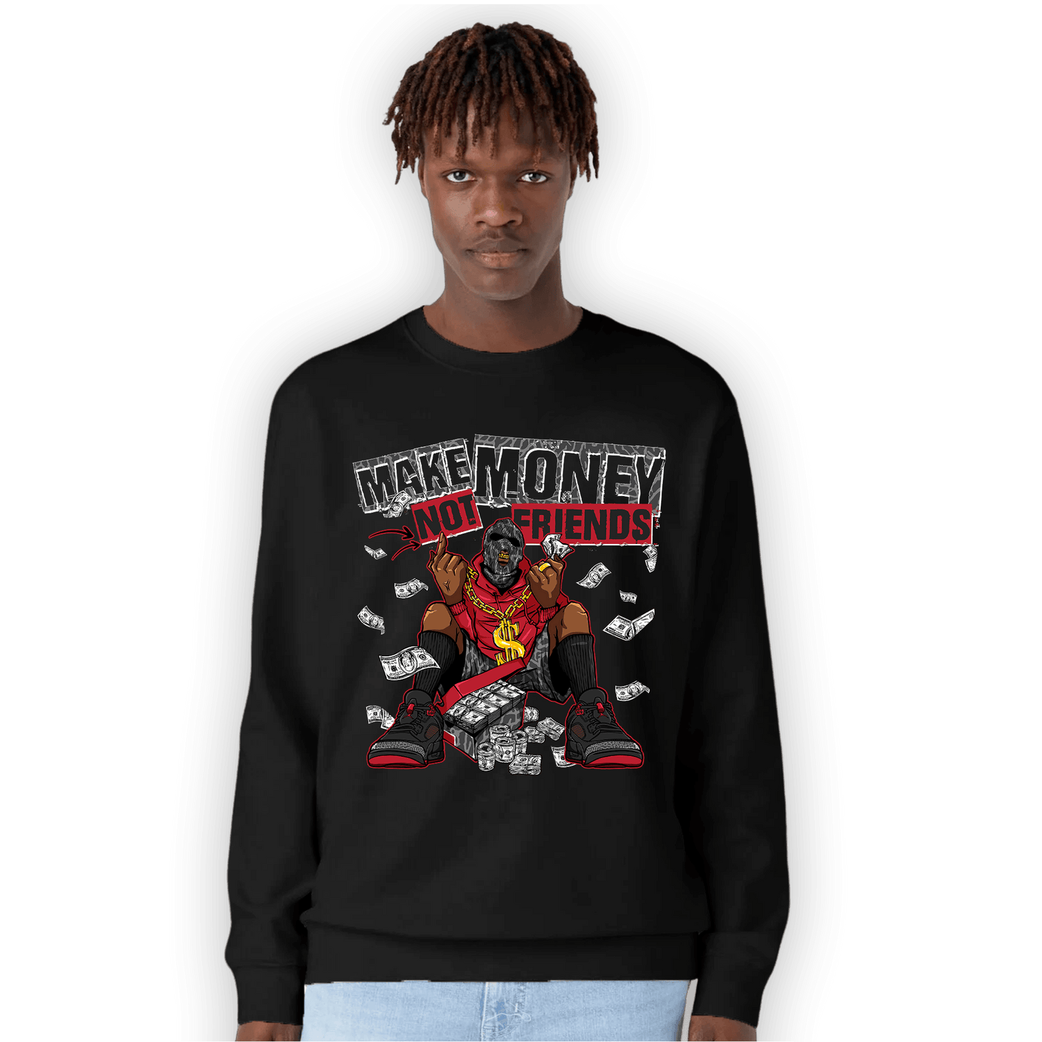 Spizike Low Bred Sweatshirt Match Make Money Not Friends - NastyJamz
