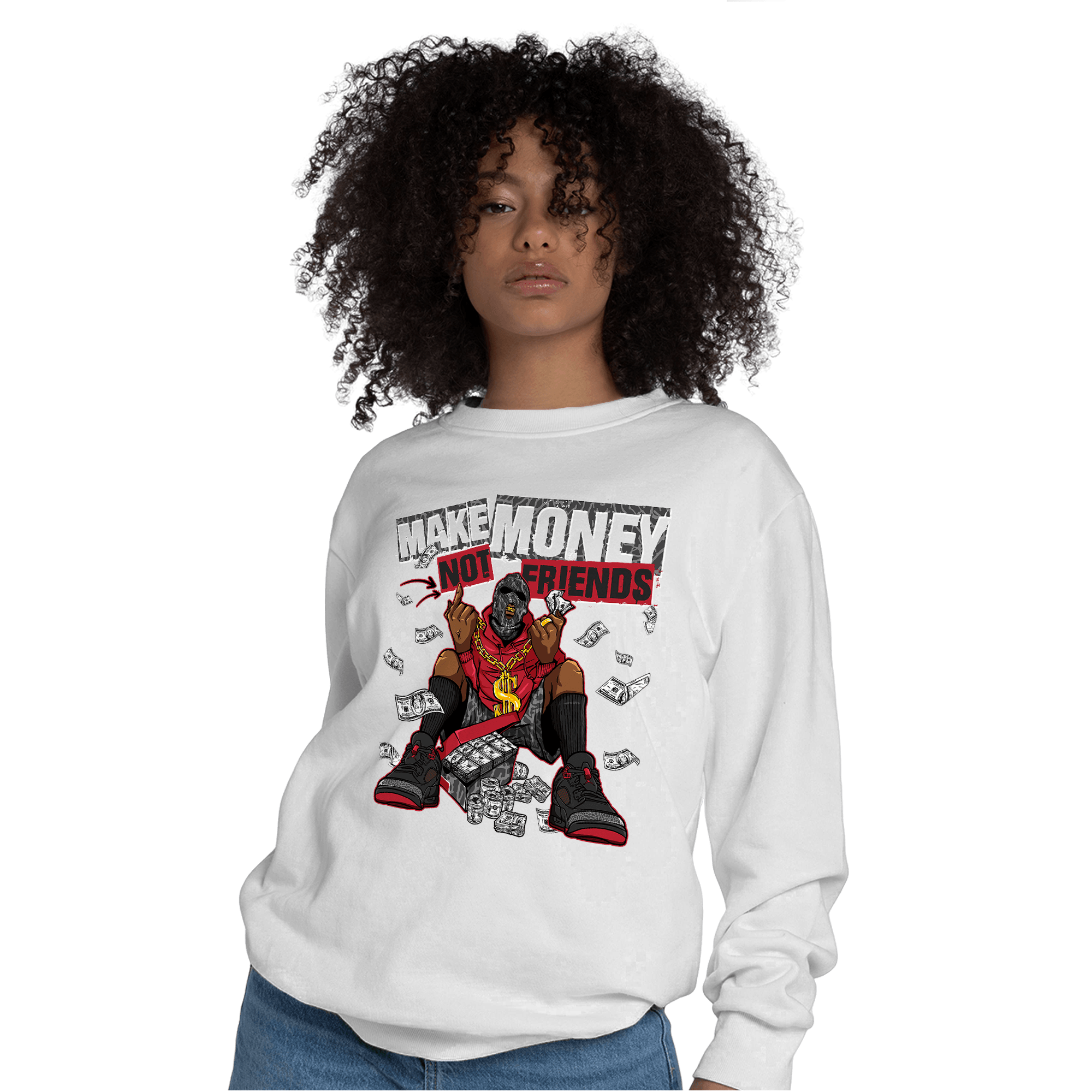 Spizike Low Bred Sweatshirt Match Make Money Not Friends - NastyJamz