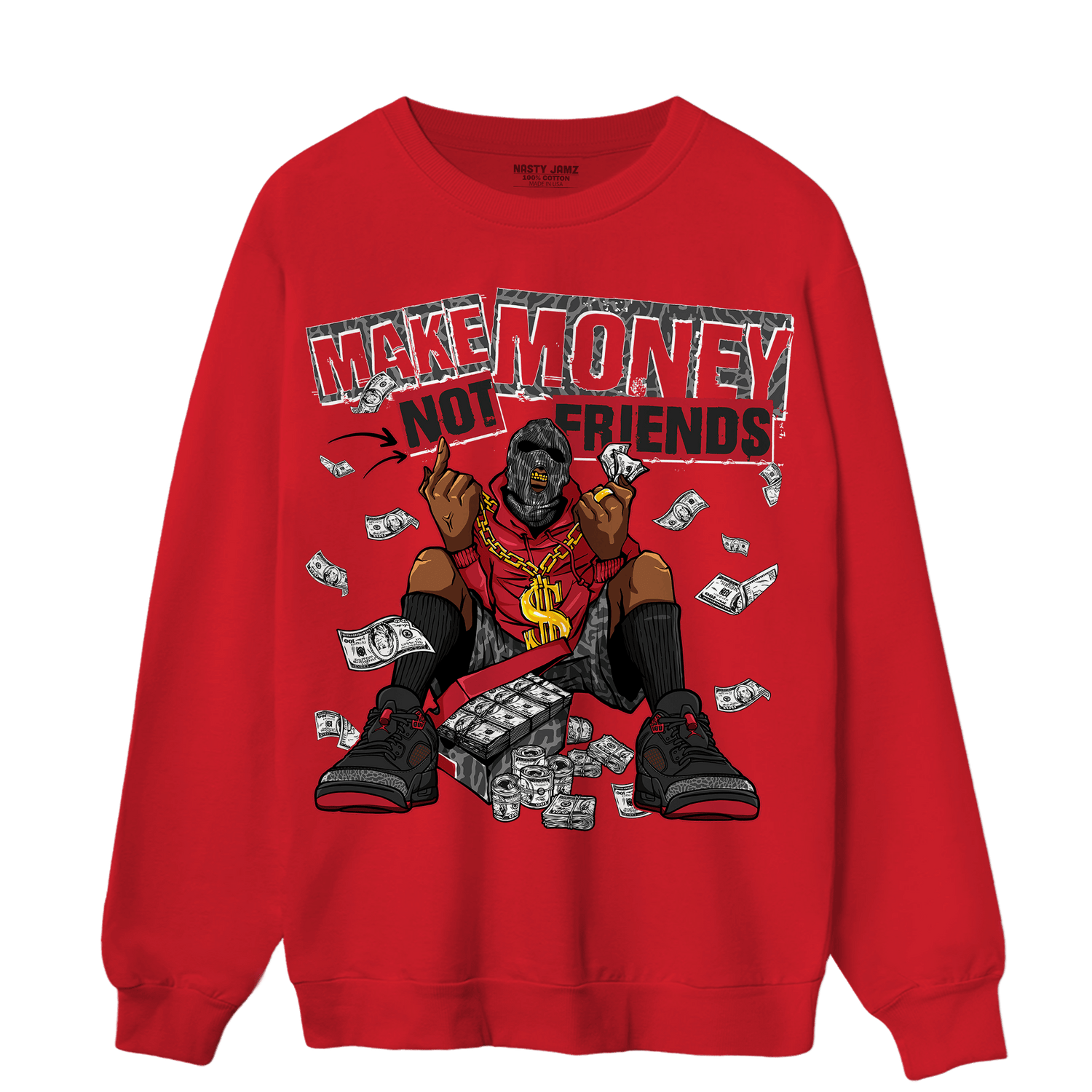Spizike Low Bred Sweatshirt Match Make Money Not Friends - NastyJamz