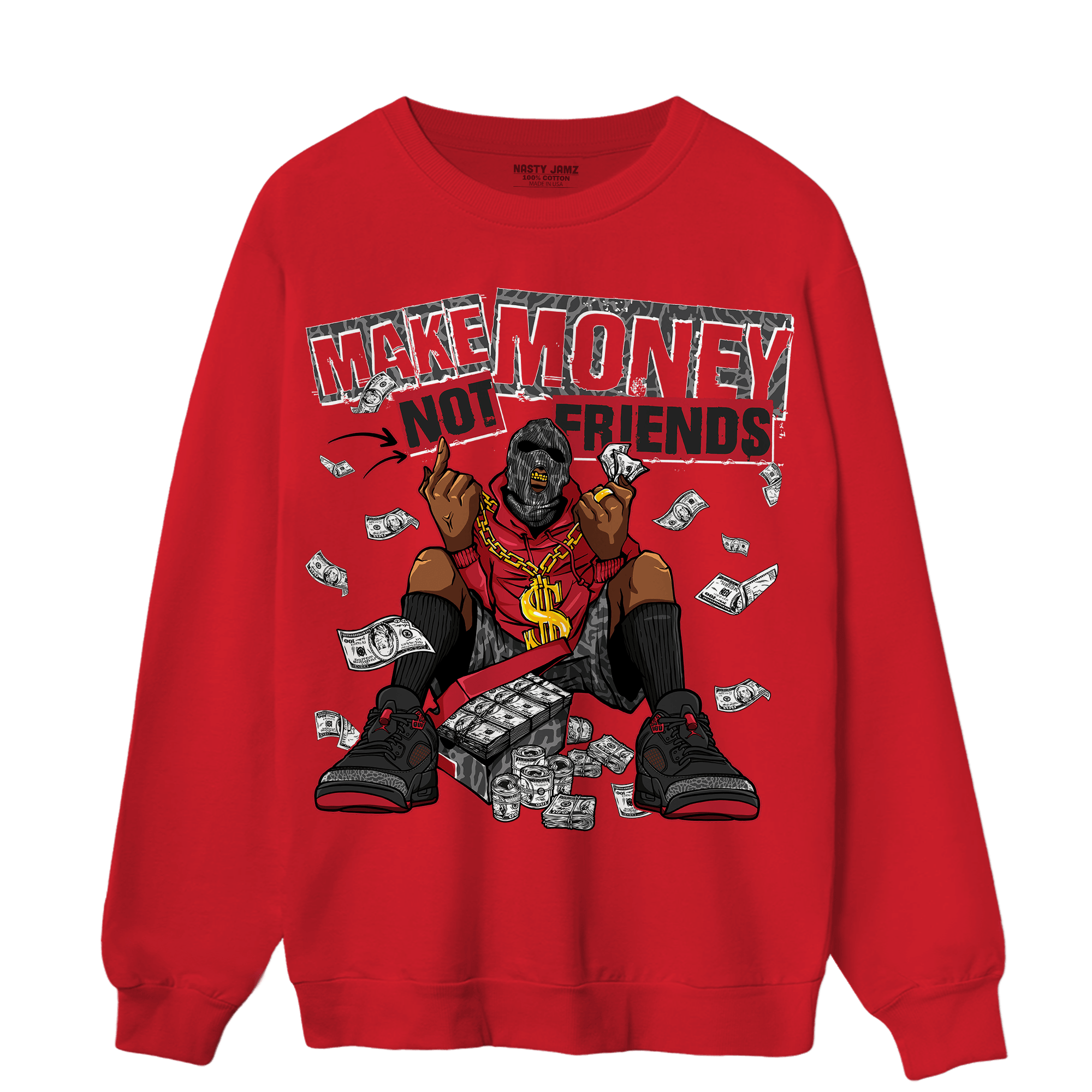 Spizike Low Bred Sweatshirt Match Make Money Not Friends - NastyJamz