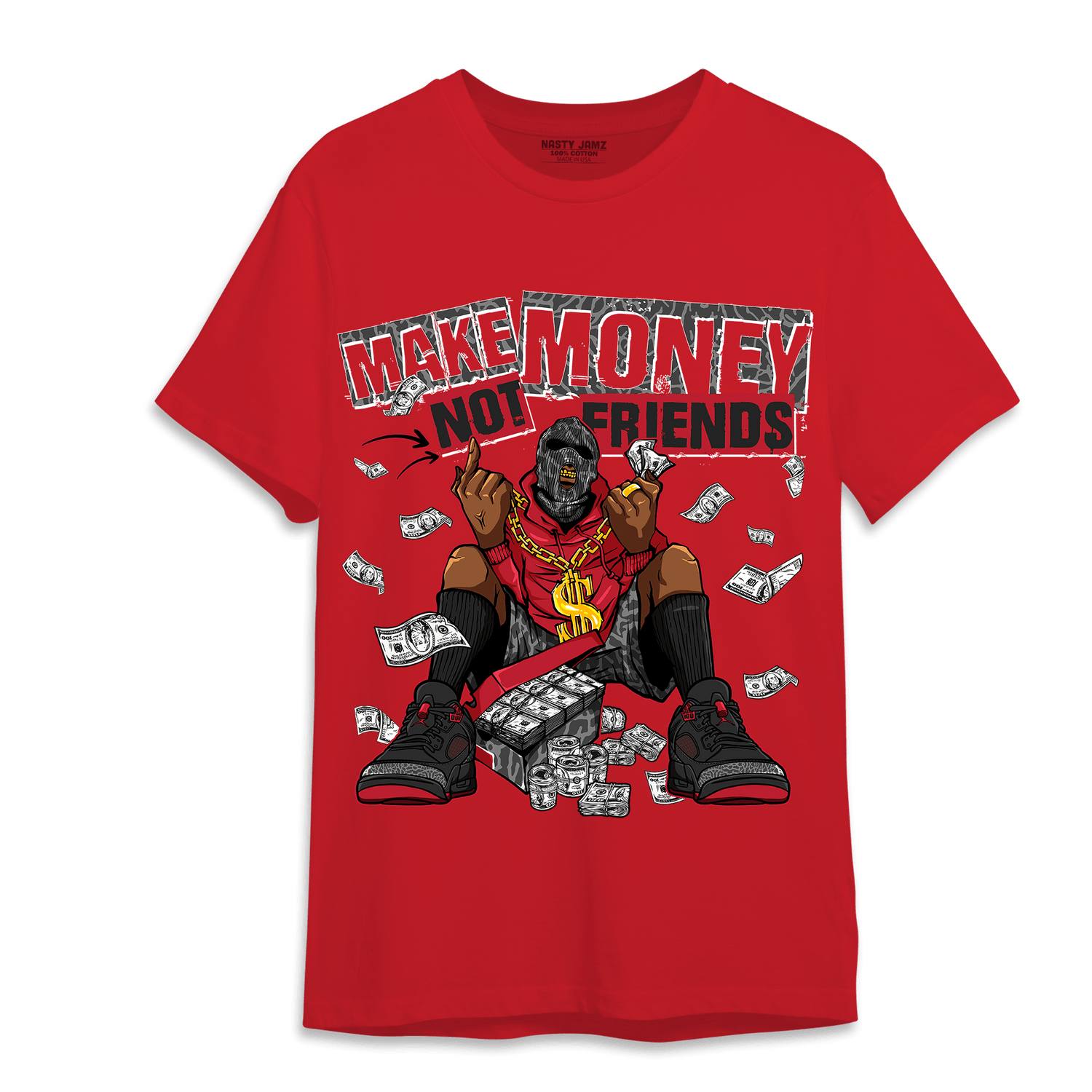 Spizike Low Bred T Shirt Match Make Money Not Friends - NastyJamz