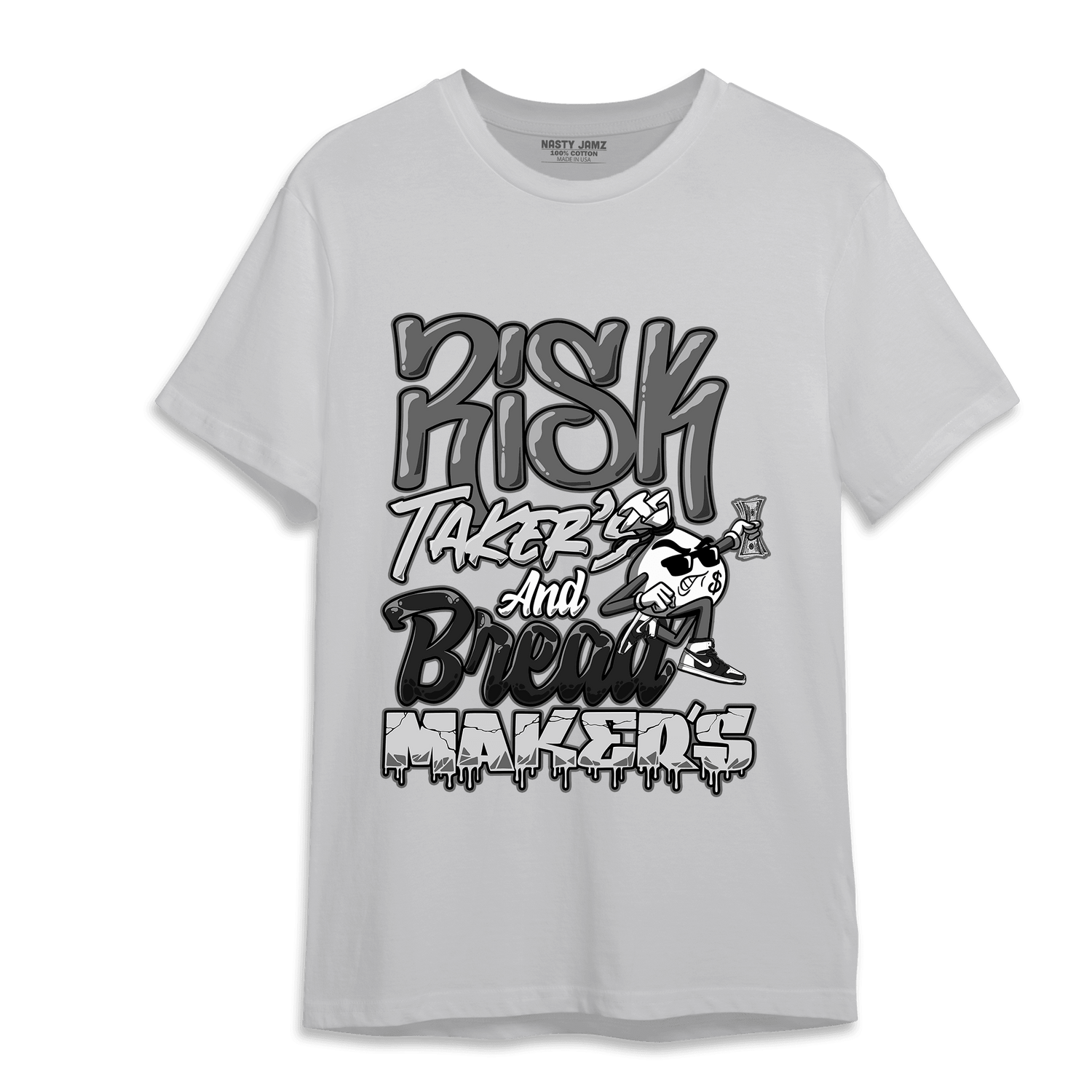 Retro High OG Black White 1s T Shirt Match Making Our Bread - NastyJamz