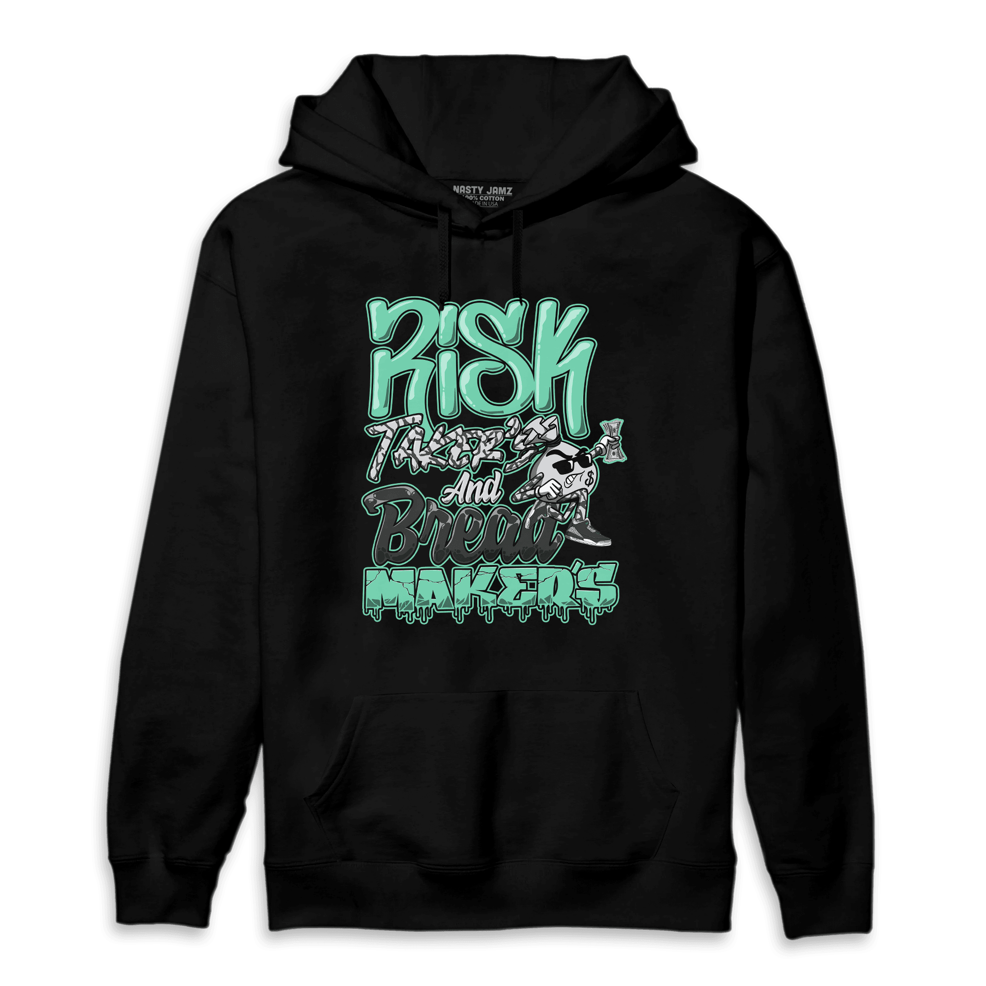 Green Glow 3s Hoodie Match Making Our Bread - NastyJamz