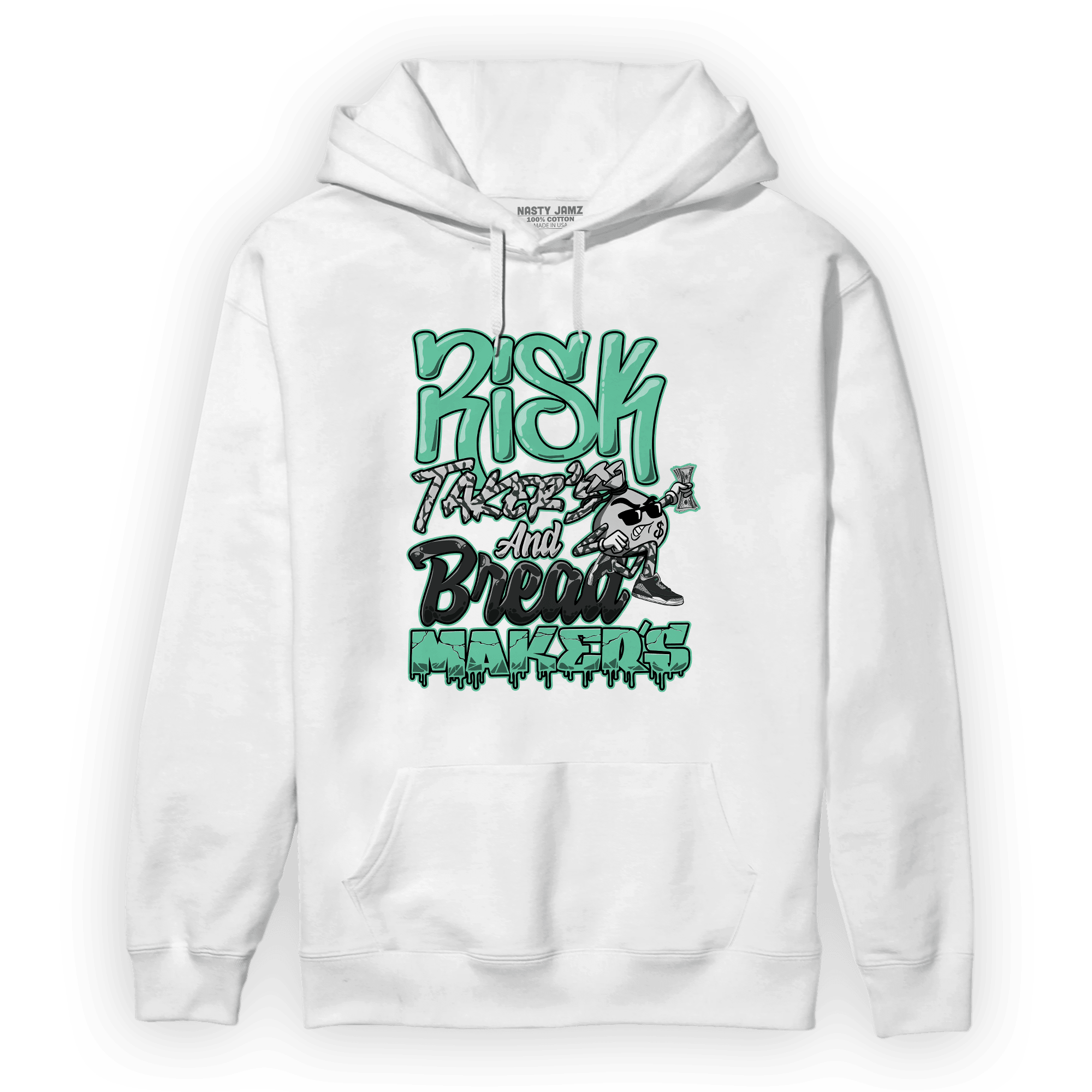 Green Glow 3s Hoodie Match Making Our Bread - NastyJamz