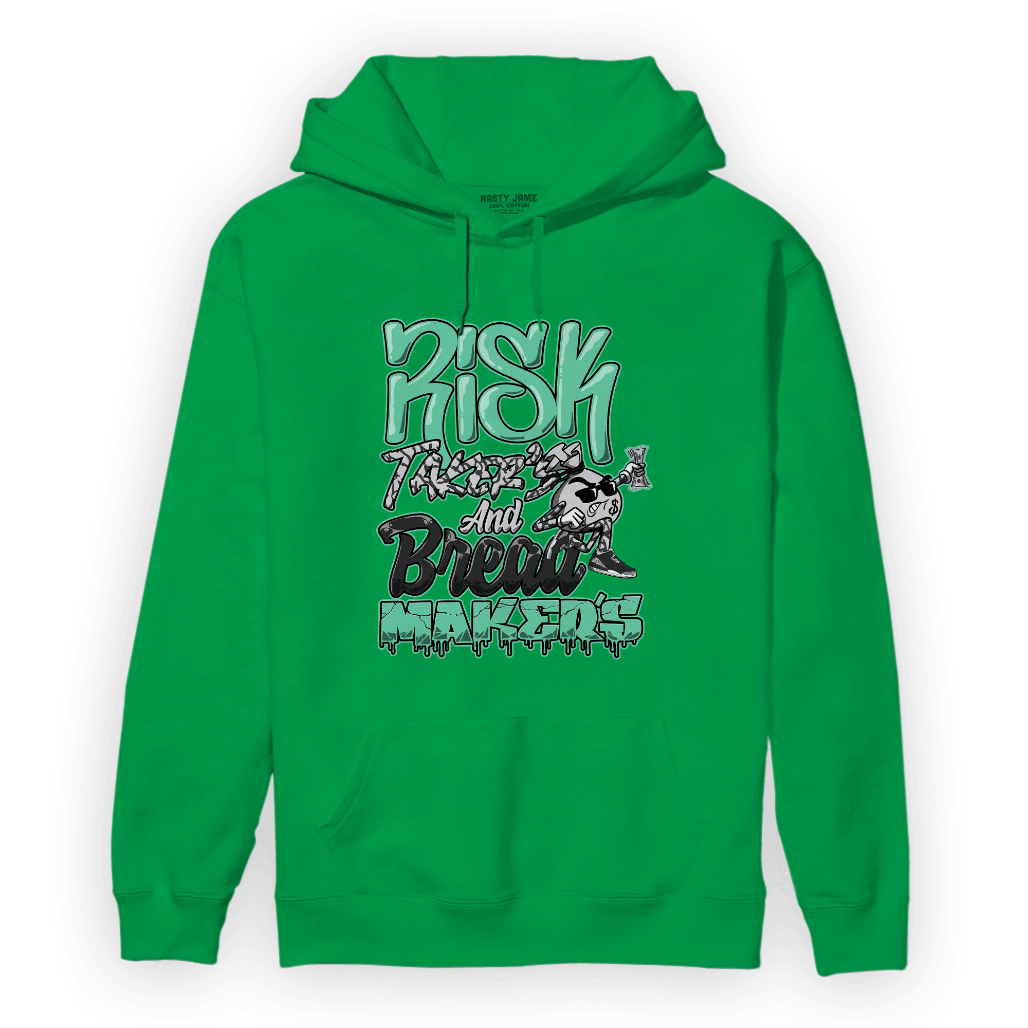 Green Glow 3s Hoodie Match Making Our Bread - NastyJamz