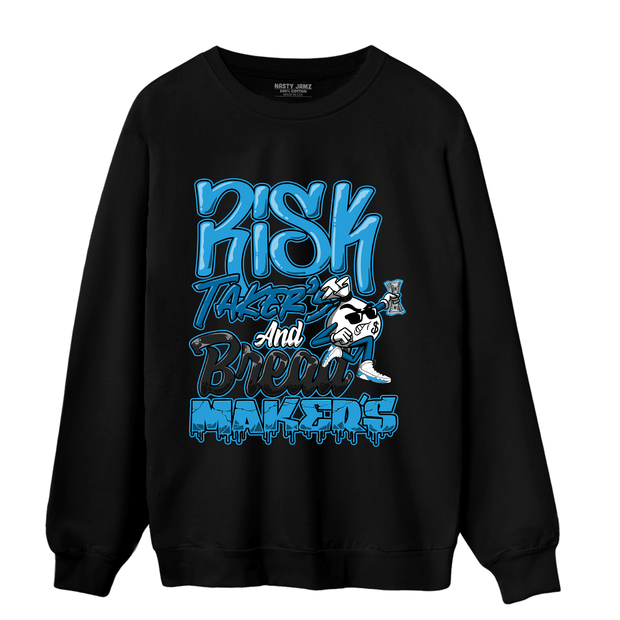 Powder Blue 9s Sweatshirt Match Making Our Bread - NastyJamz