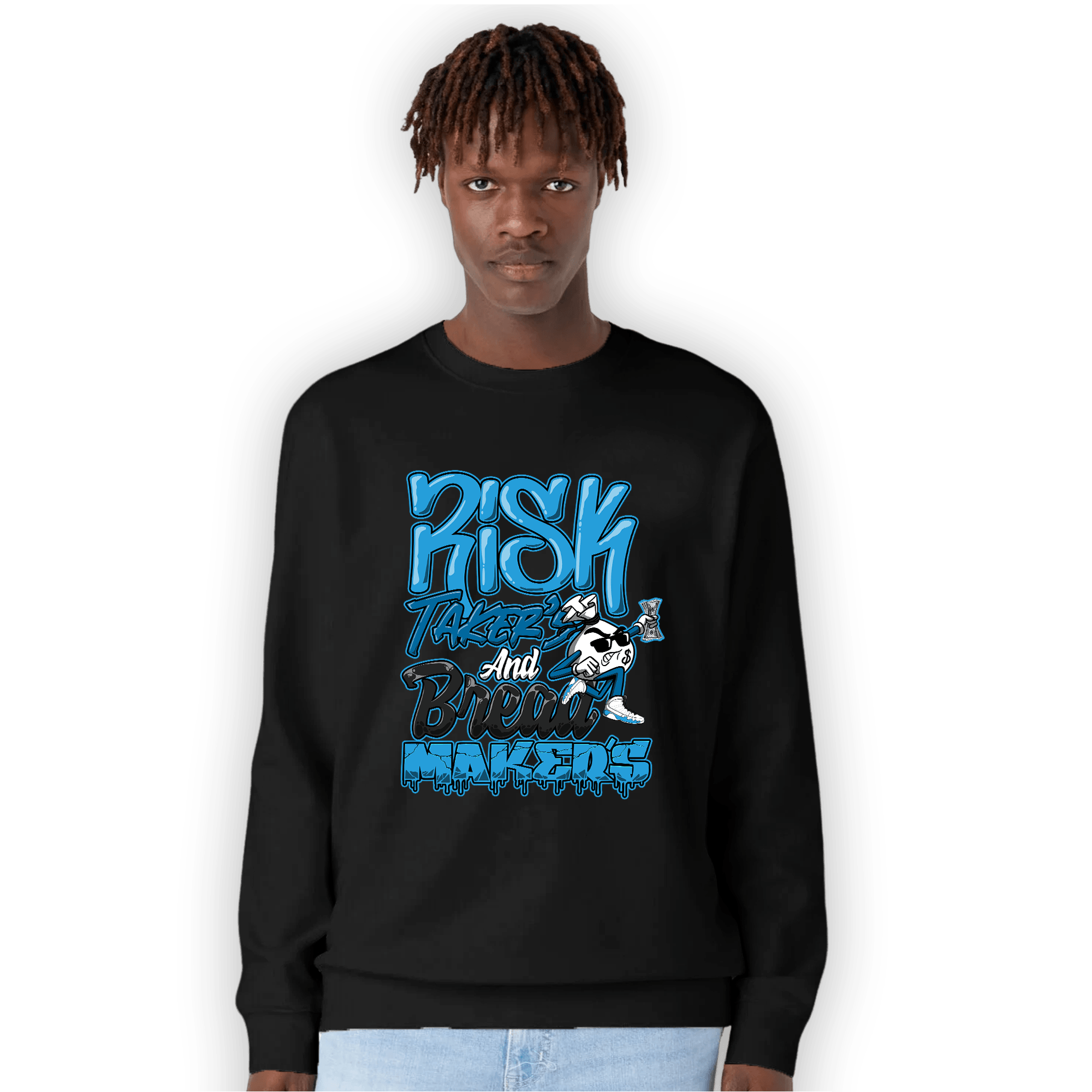 Powder Blue 9s Sweatshirt Match Making Our Bread - NastyJamz