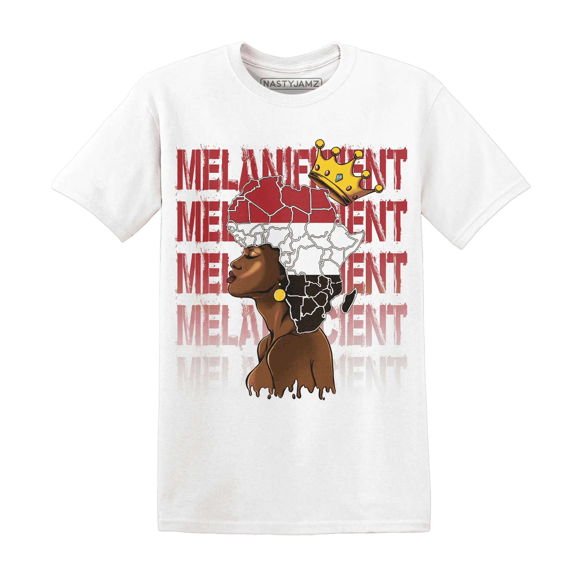 Black-Toe-Reimagined-Red-White-1s-NastyJamz-T-Shirt-Match-Melanificient