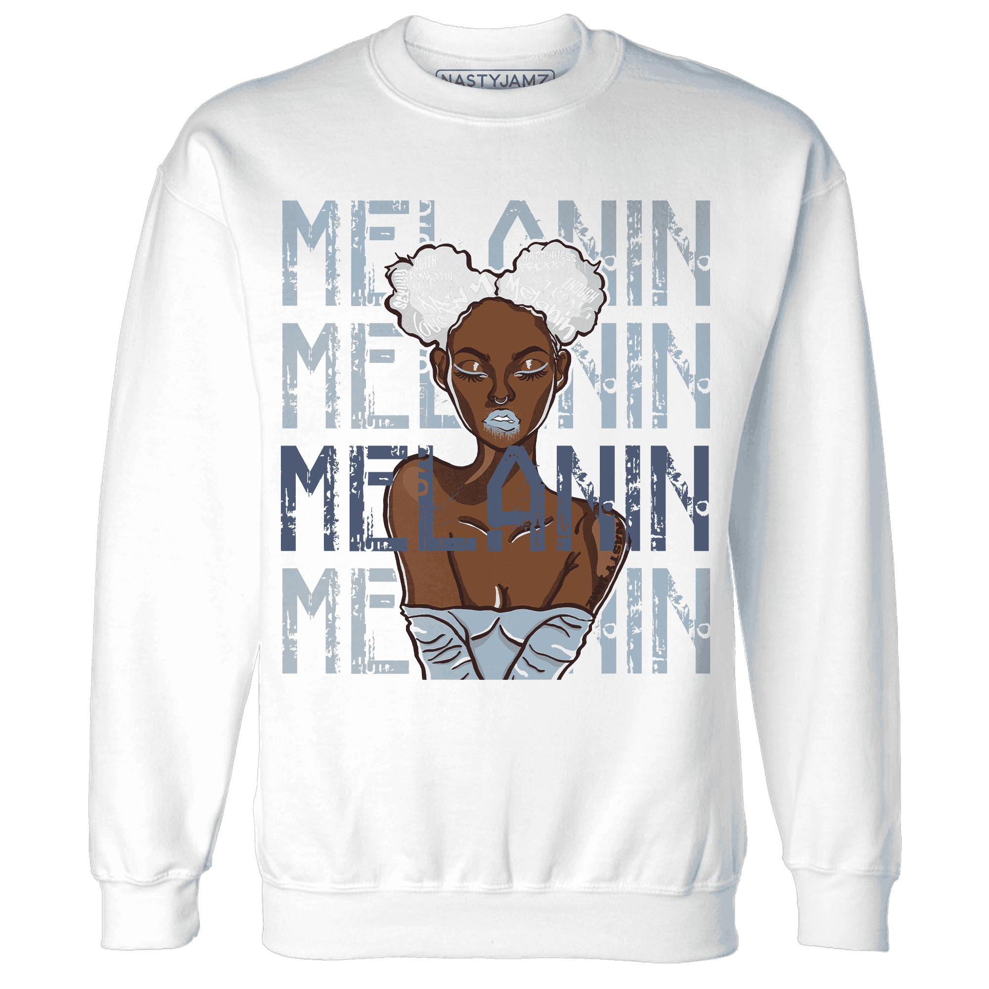 Mid Diffused Blue Grey 1s Sweatshirt Match Melanin Girl - NastyJamz