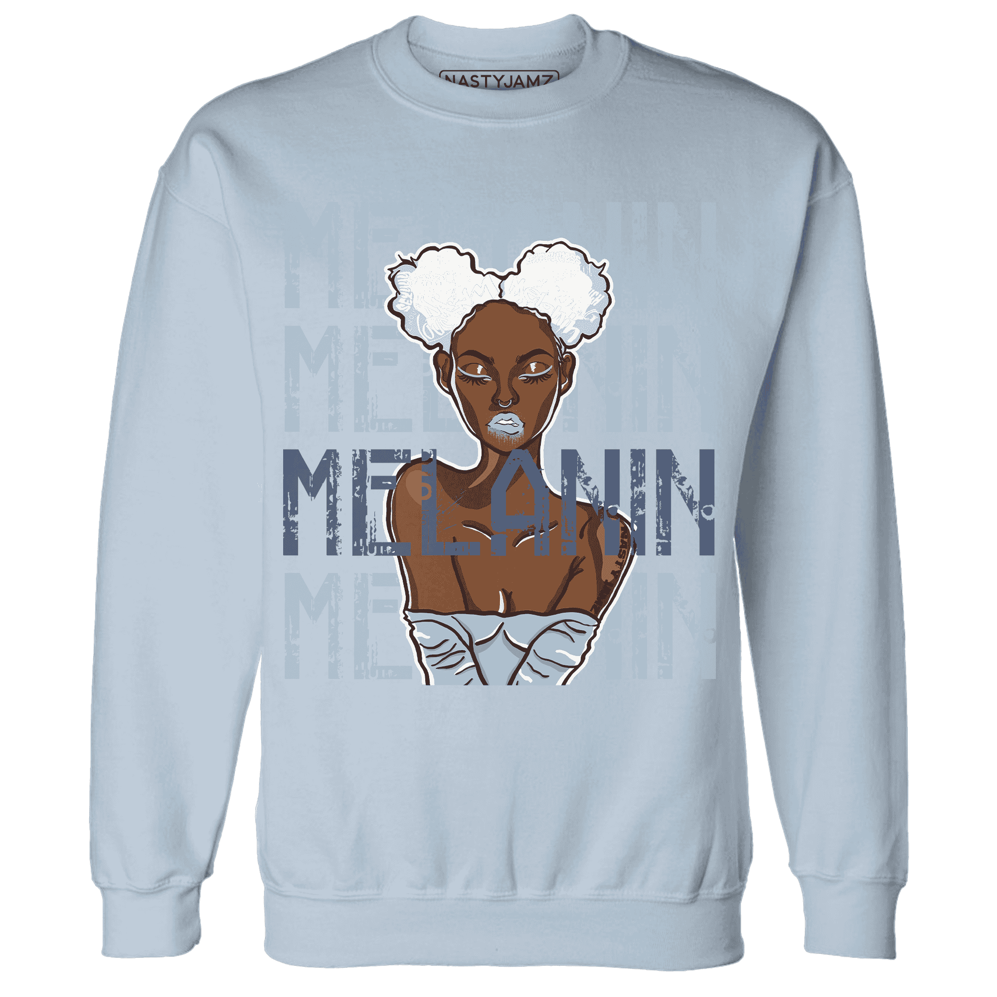 Mid Diffused Blue Grey 1s Sweatshirt Match Melanin Girl - NastyJamz