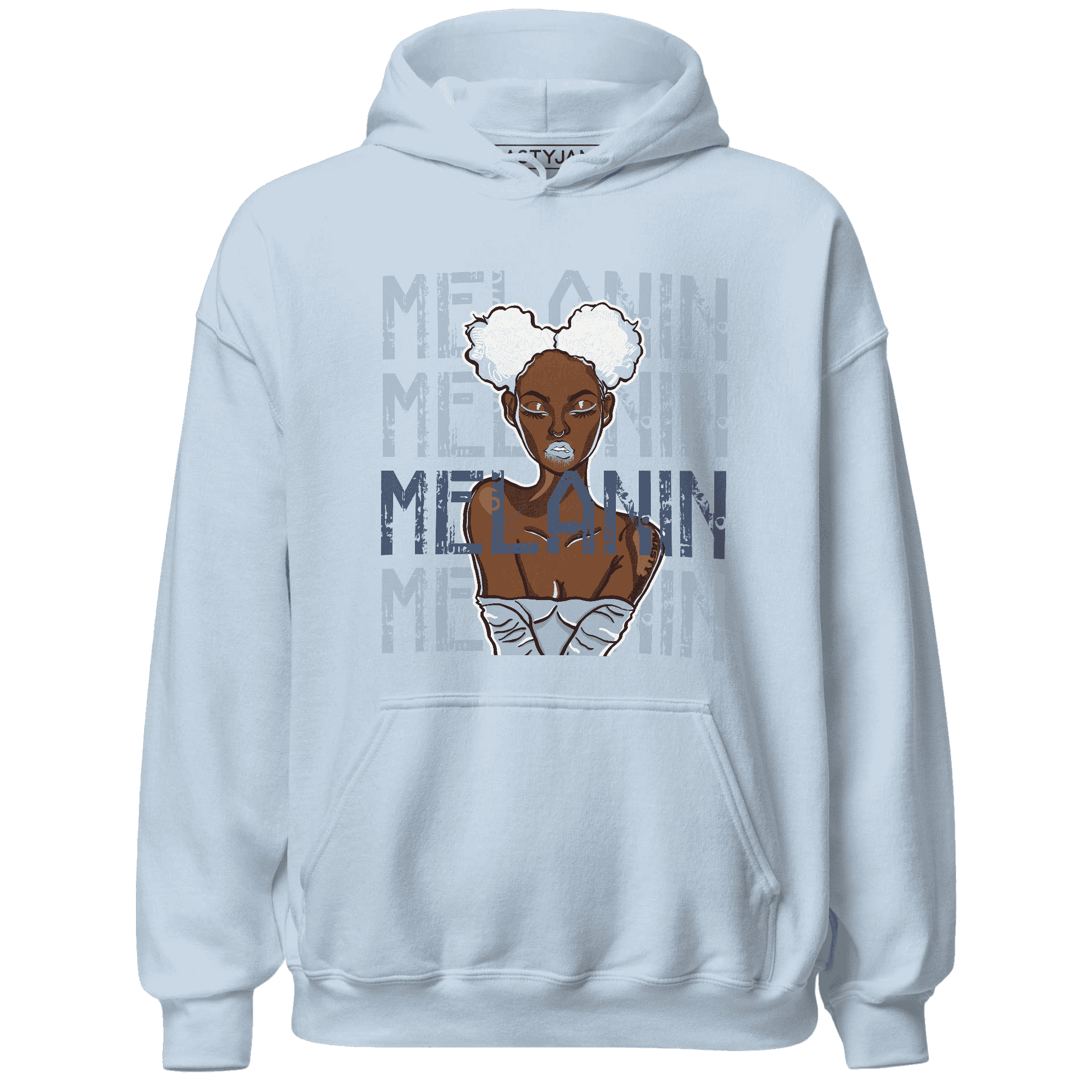 Mid Diffused Blue Grey 1s Hoodie Match Melanin Girl - NastyJamz