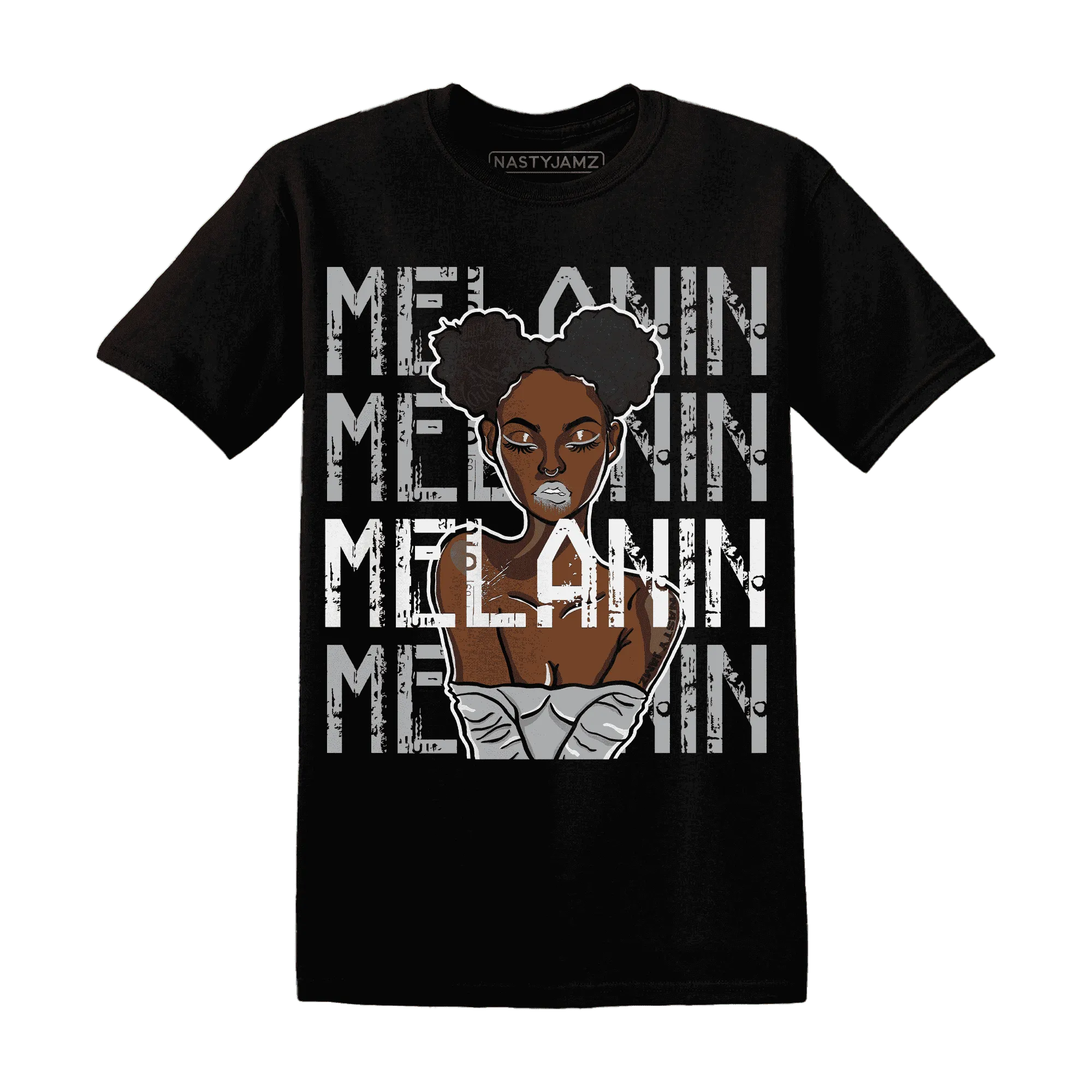 Wolf-Grey-1s-T-Shirt-Match-Melanin-Girl