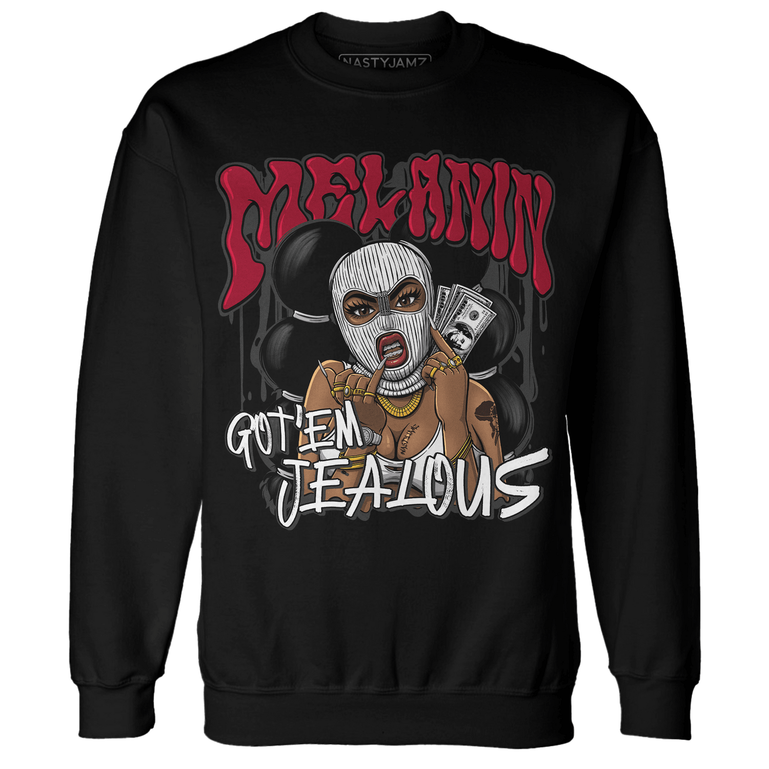 Retro Red Taxi 12s Sweatshirt Match Melanin Got Em Jealous - NastyJamz
